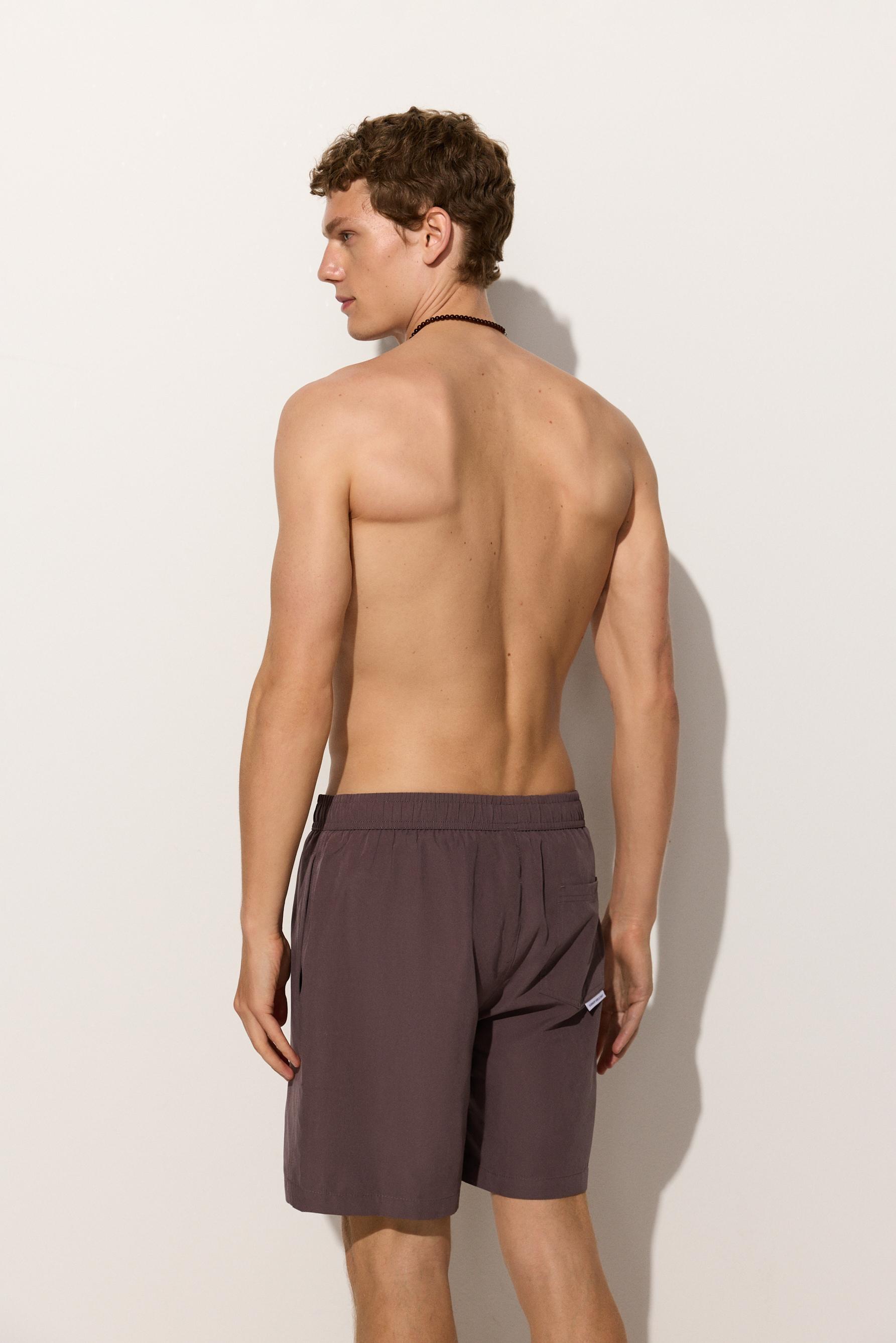 Basic long swim trunks — DARK MAUVE