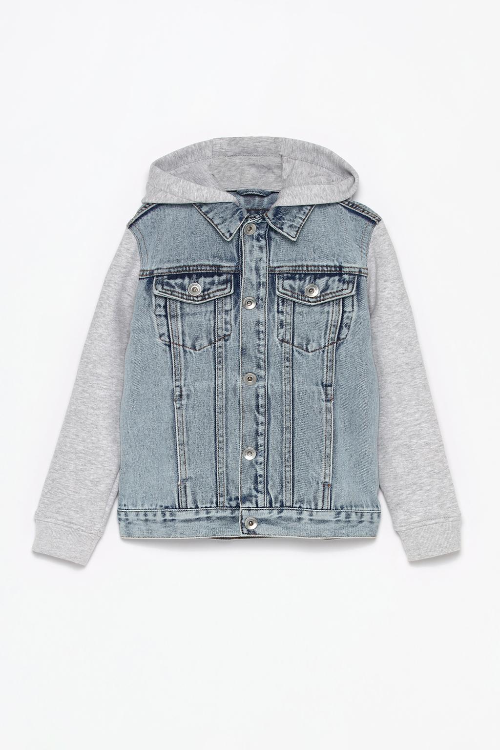 Contrast denim jacket with hood