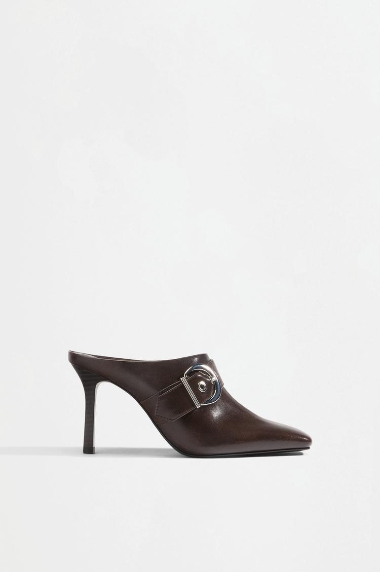 Buckle mule — BROWN