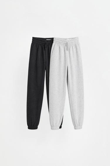 Pack of 2 plain plush trousers — BLACK 1