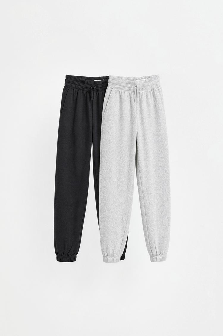Pack of 2 plain plush trousers — BLACK