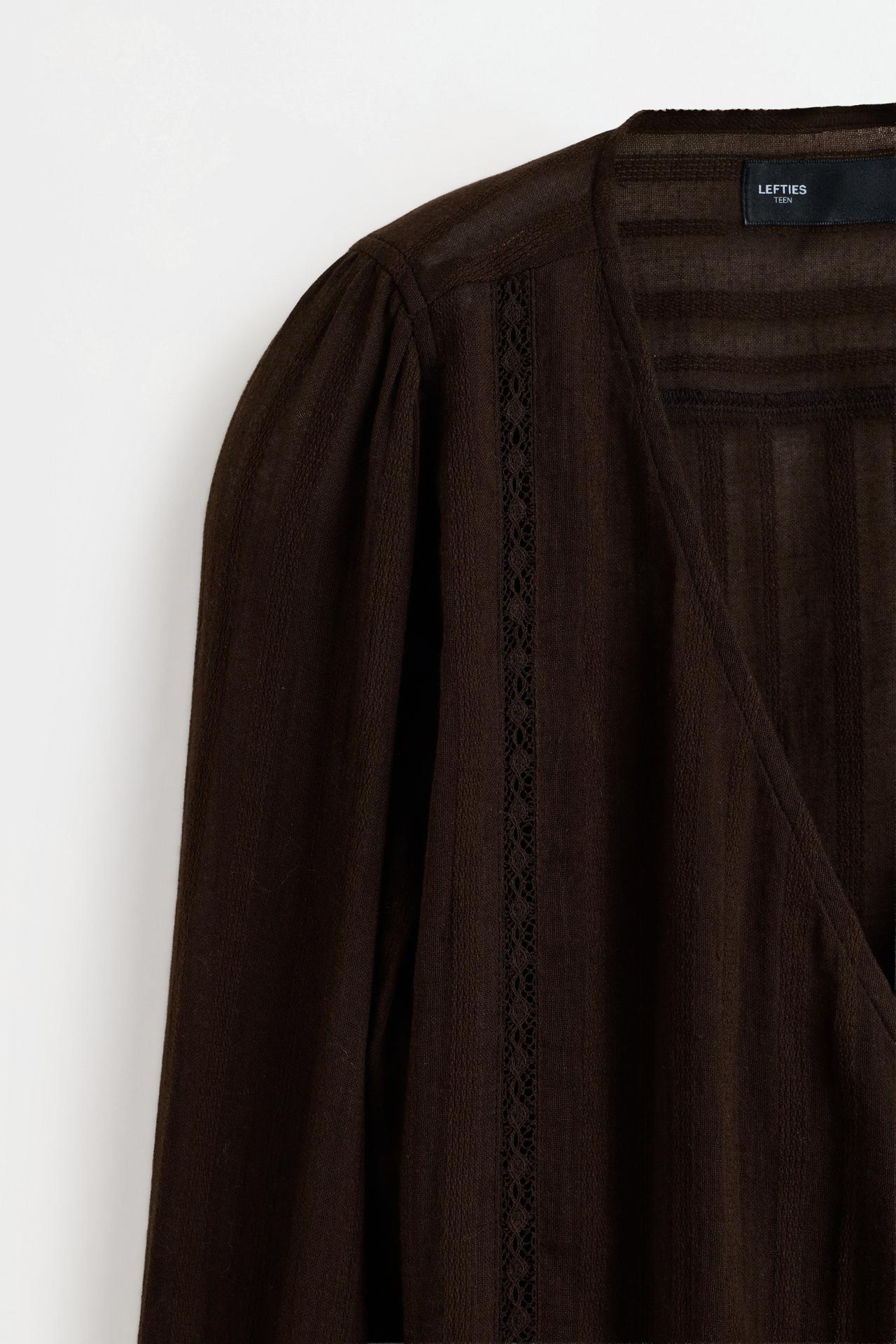 Wrap blouse — DARK BROWN