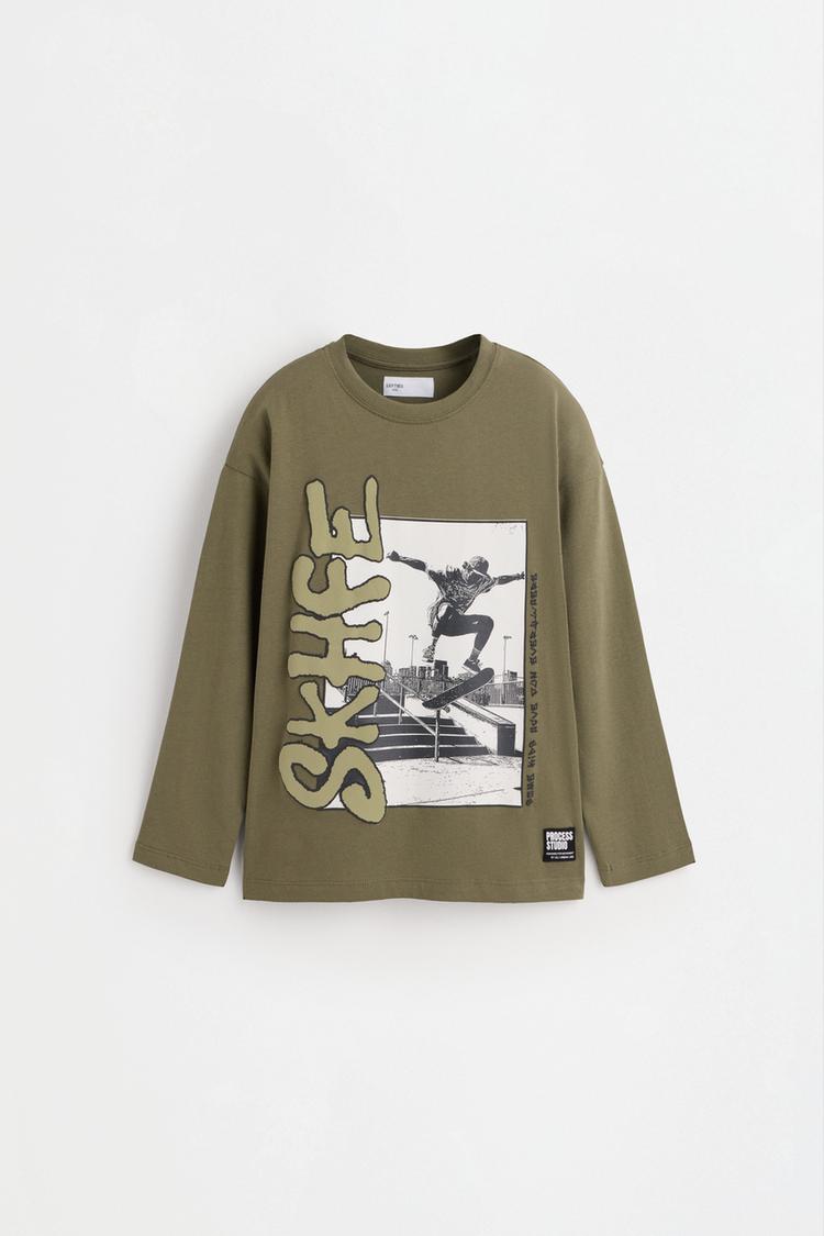Printed T-shirt — KHAKI