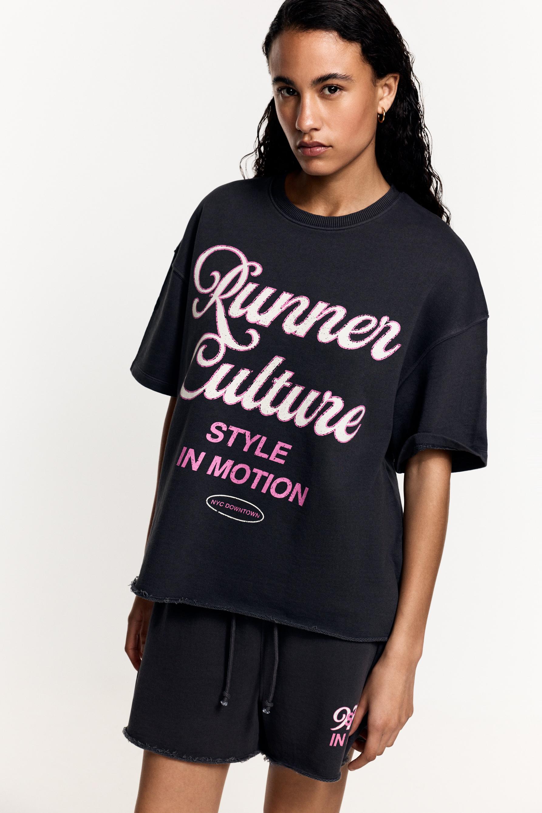 Printed short sleeve sweatshirt — ANTHRACITE GREY