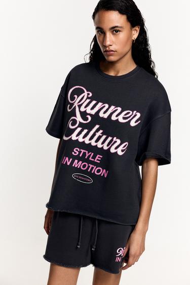 Printed short sleeve sweatshirt — ANTHRACITE GREY 2