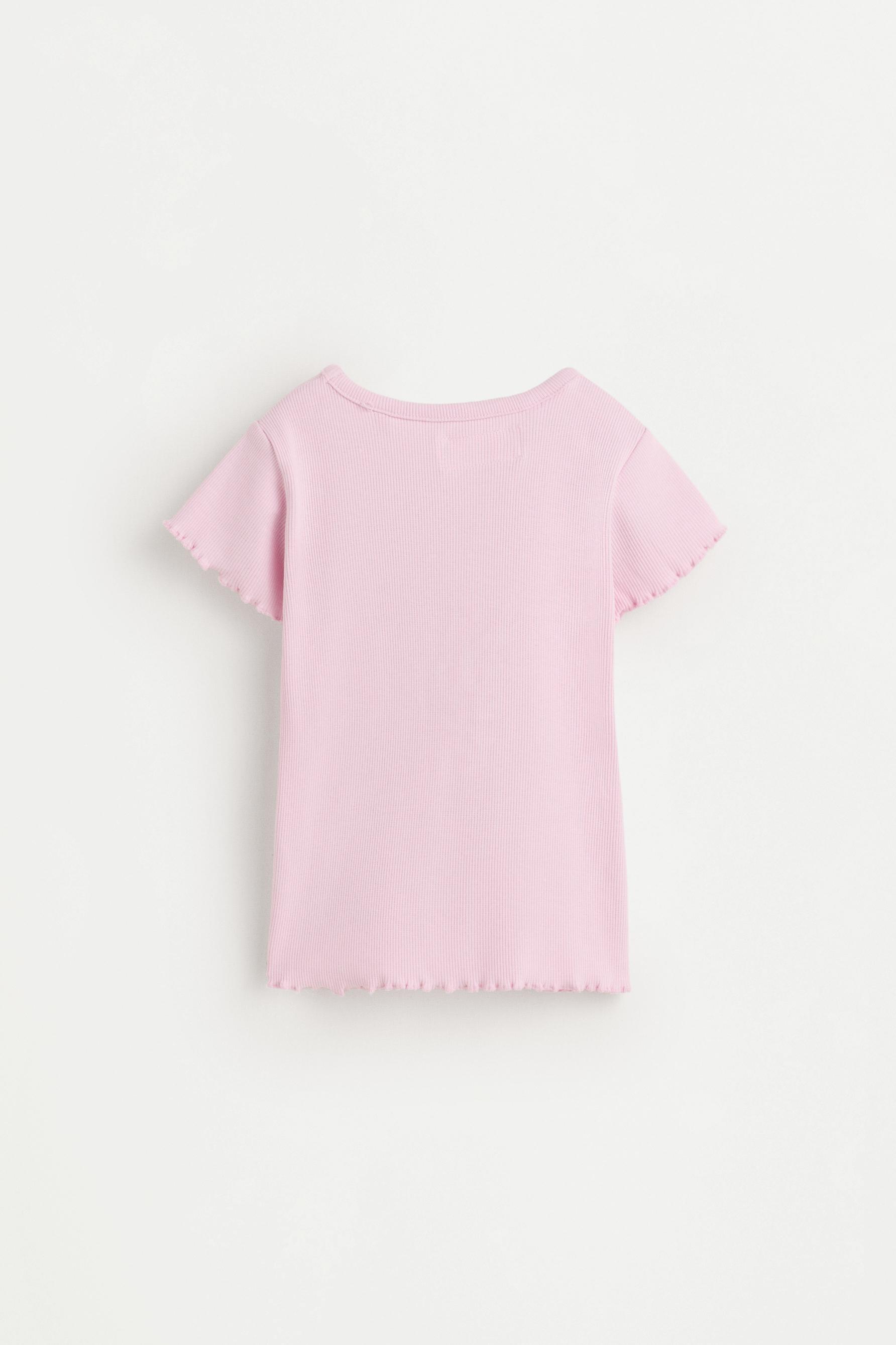 Embroidered ribbed T-shirt — PINK
