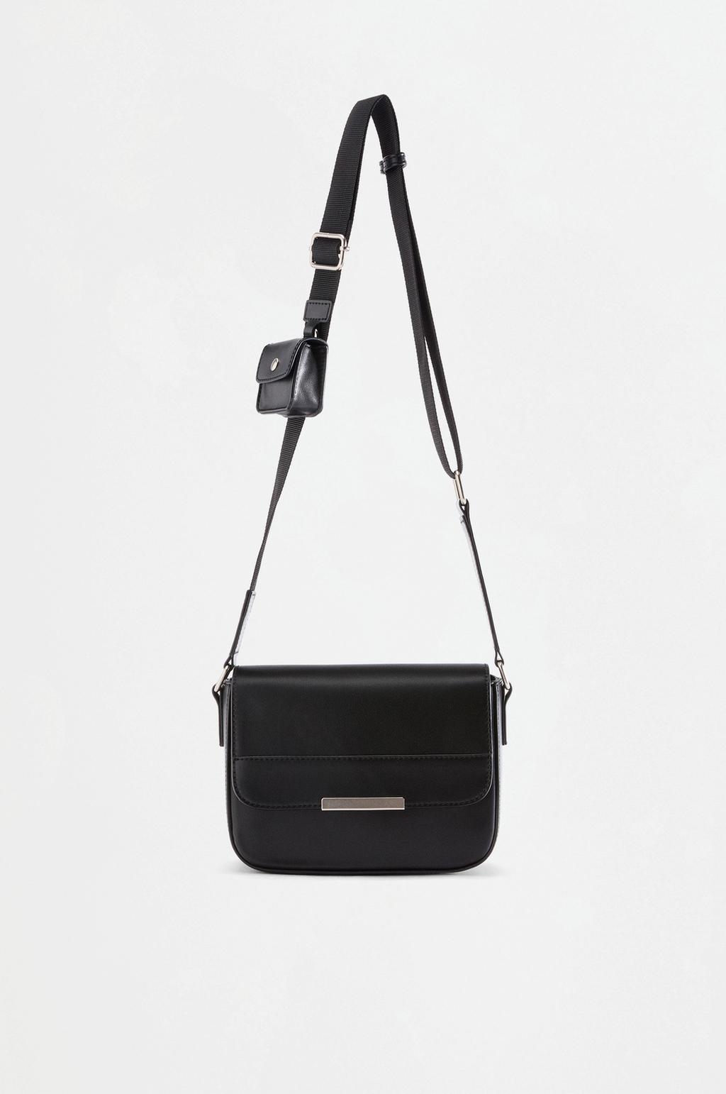 Leather effect charm crossbody bag