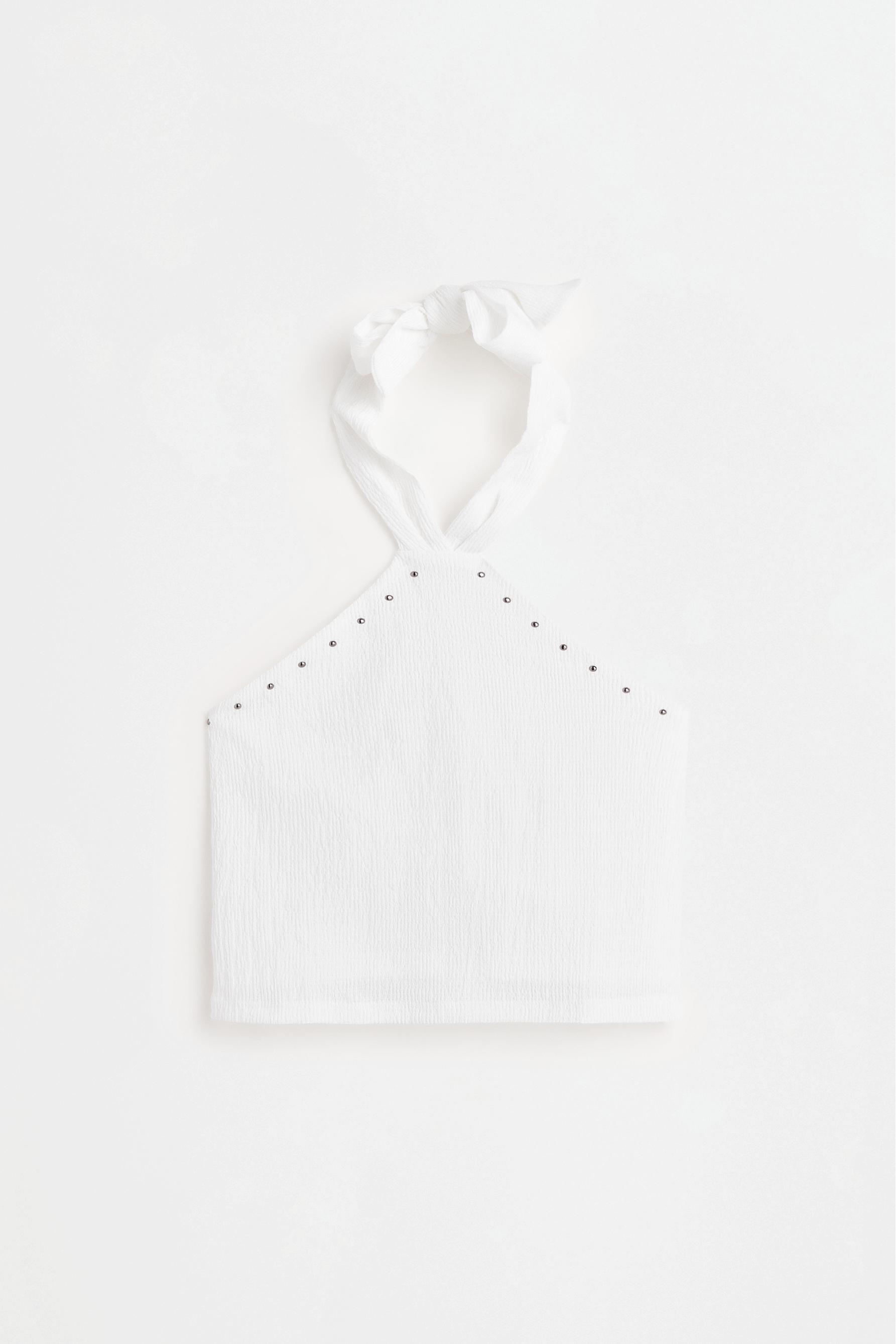 Studded halter top — OFF WHITE