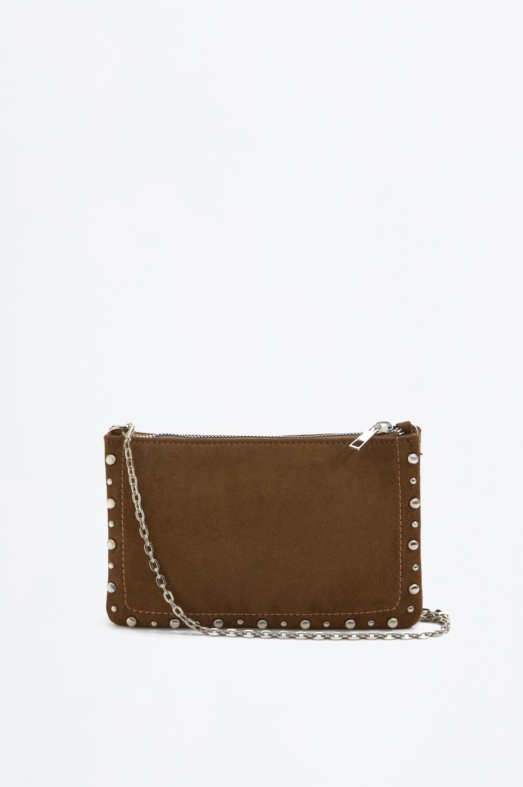 Faux suede crossbody bag — BROWN