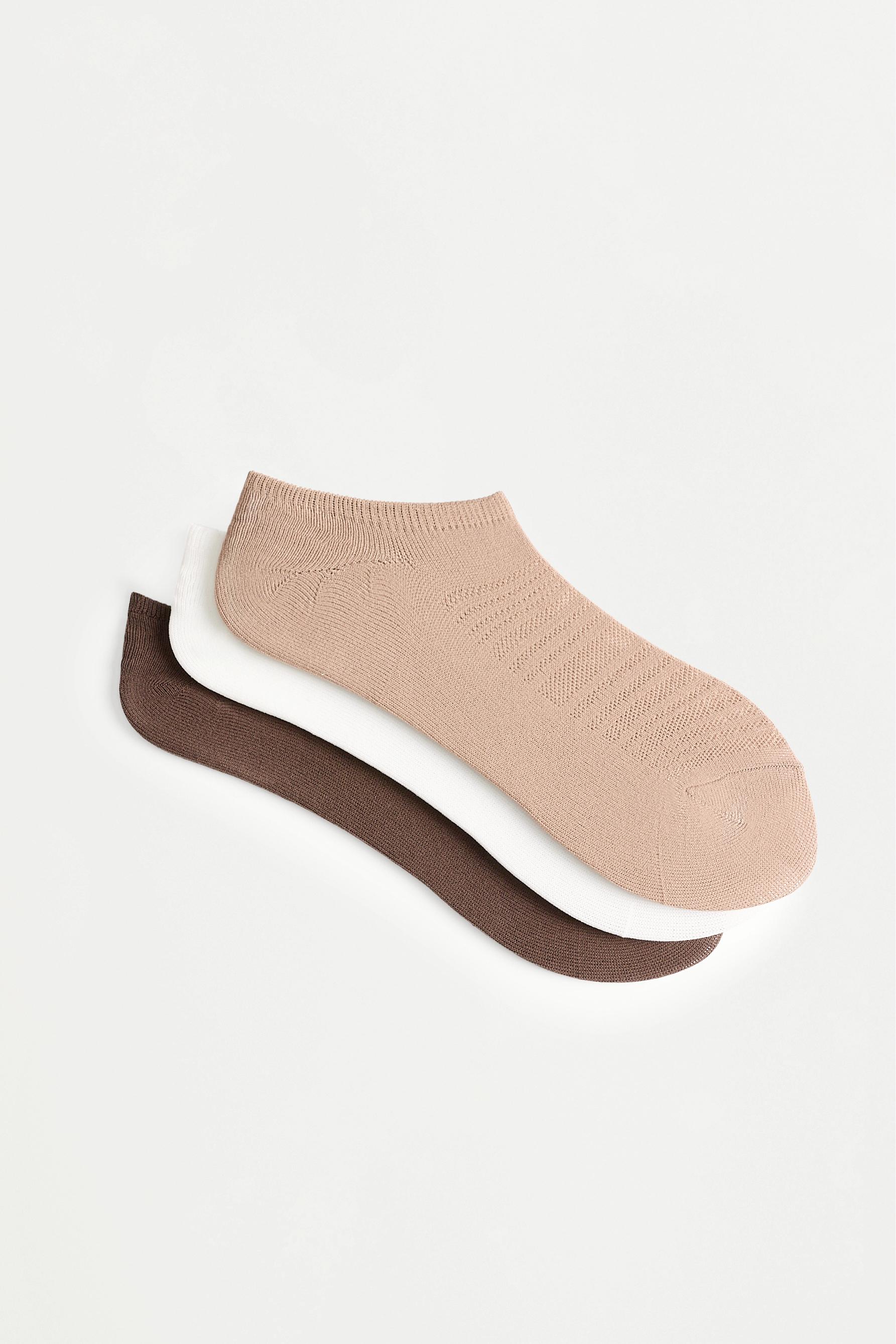 No-show sports socks (3-pack) — CHOCOLATE