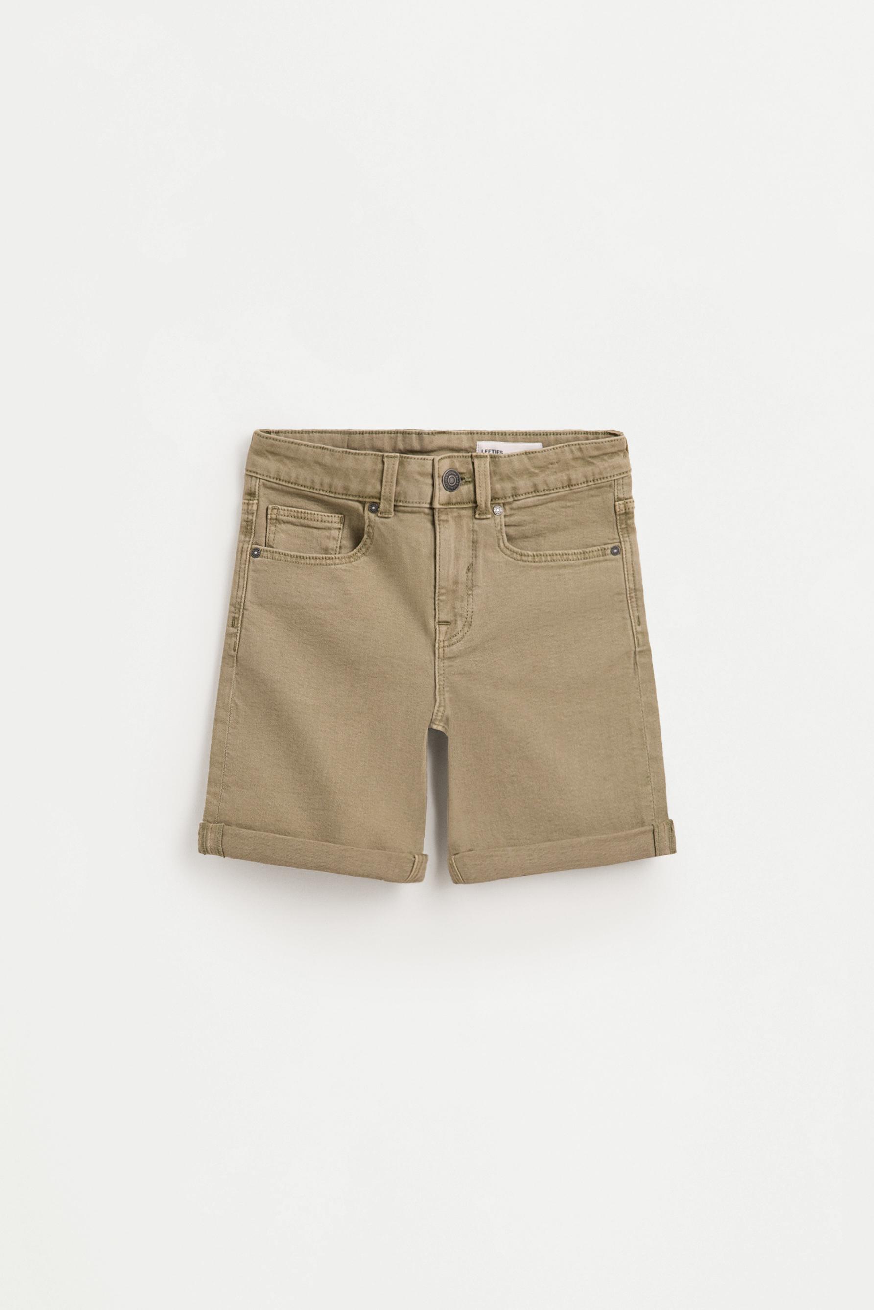 Slim comfort denim Bermuda shorts — PALE KHAKI