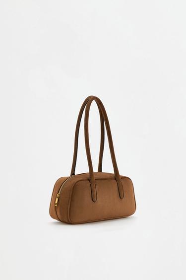 Faux suede shoulder bag — CAMEL 2
