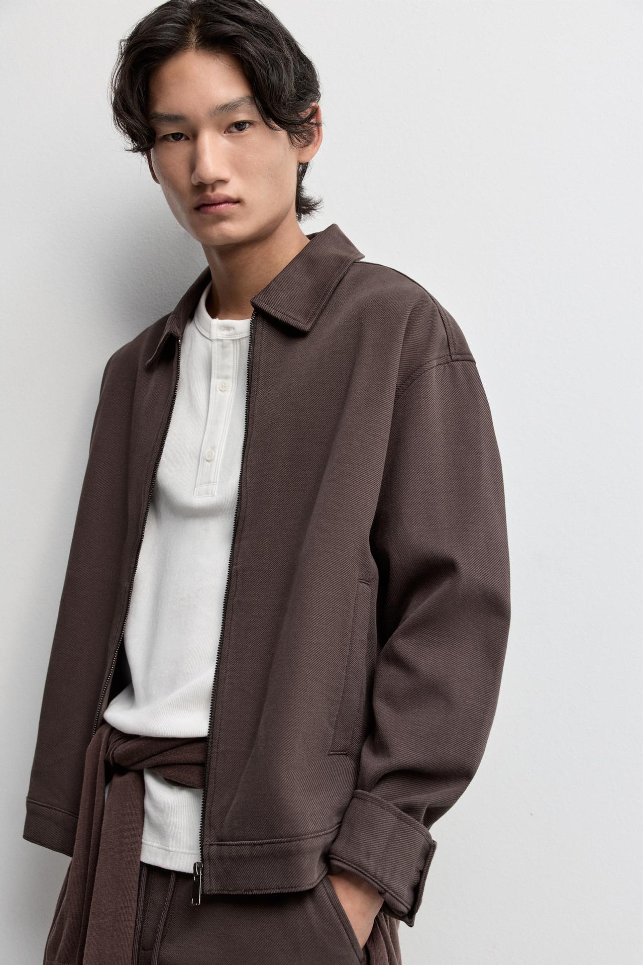 Zip-Up Overshirt — CHOCOLATE