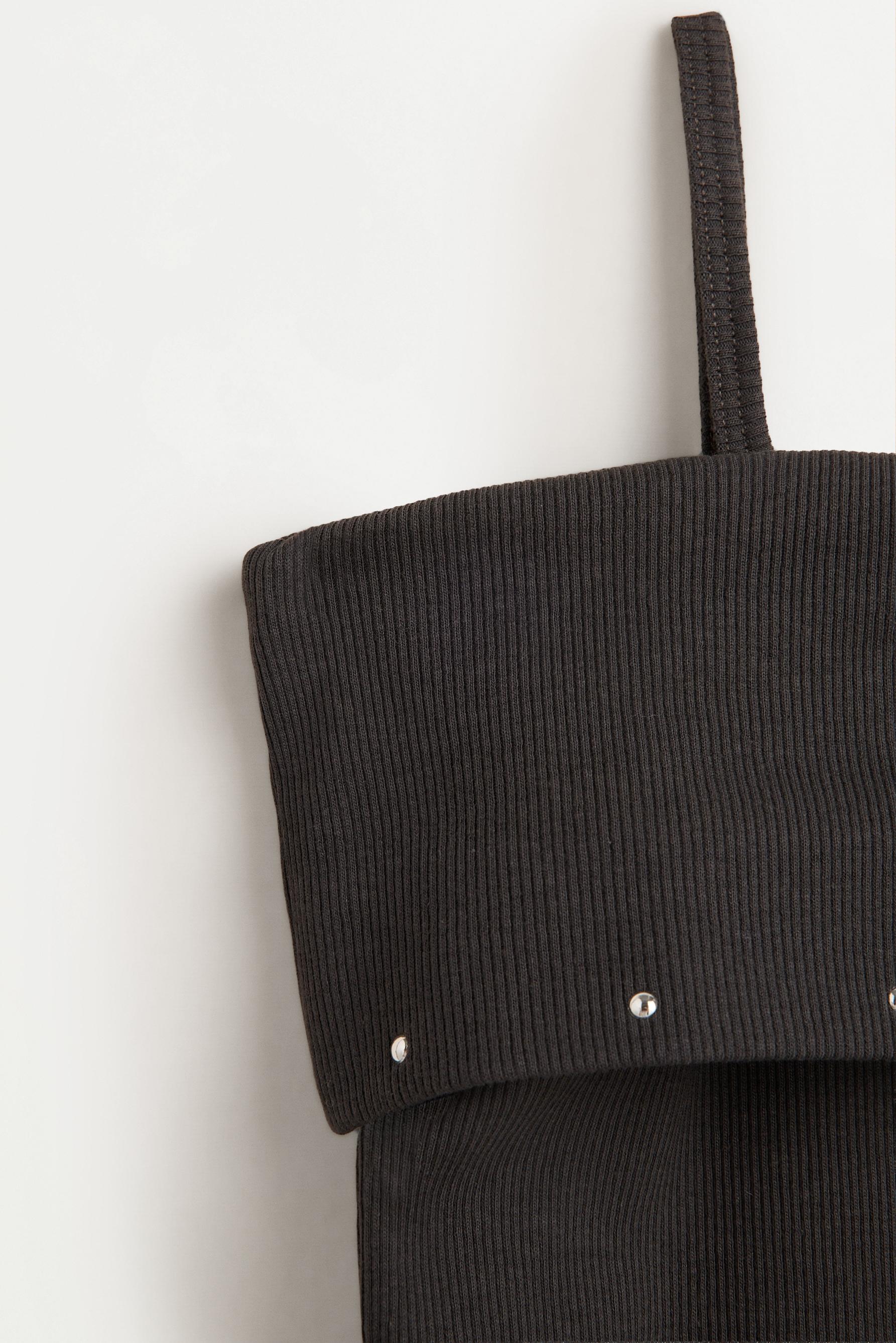 Folded boat neck tank top — ANTHRACITE GREY