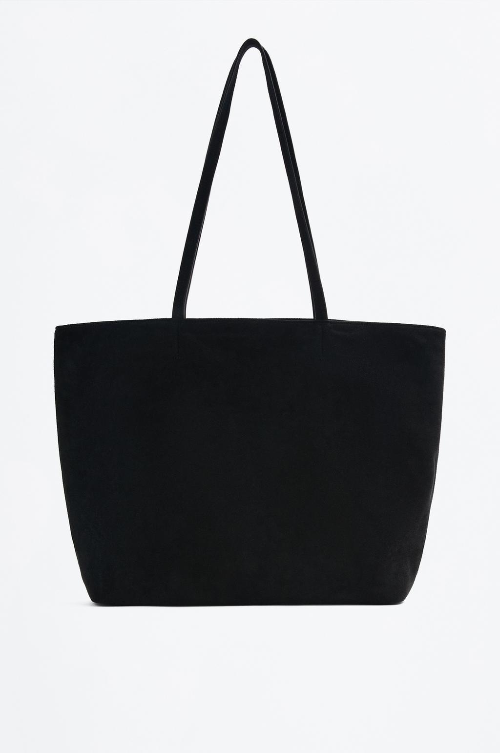 Faux suede bucket shopper bag