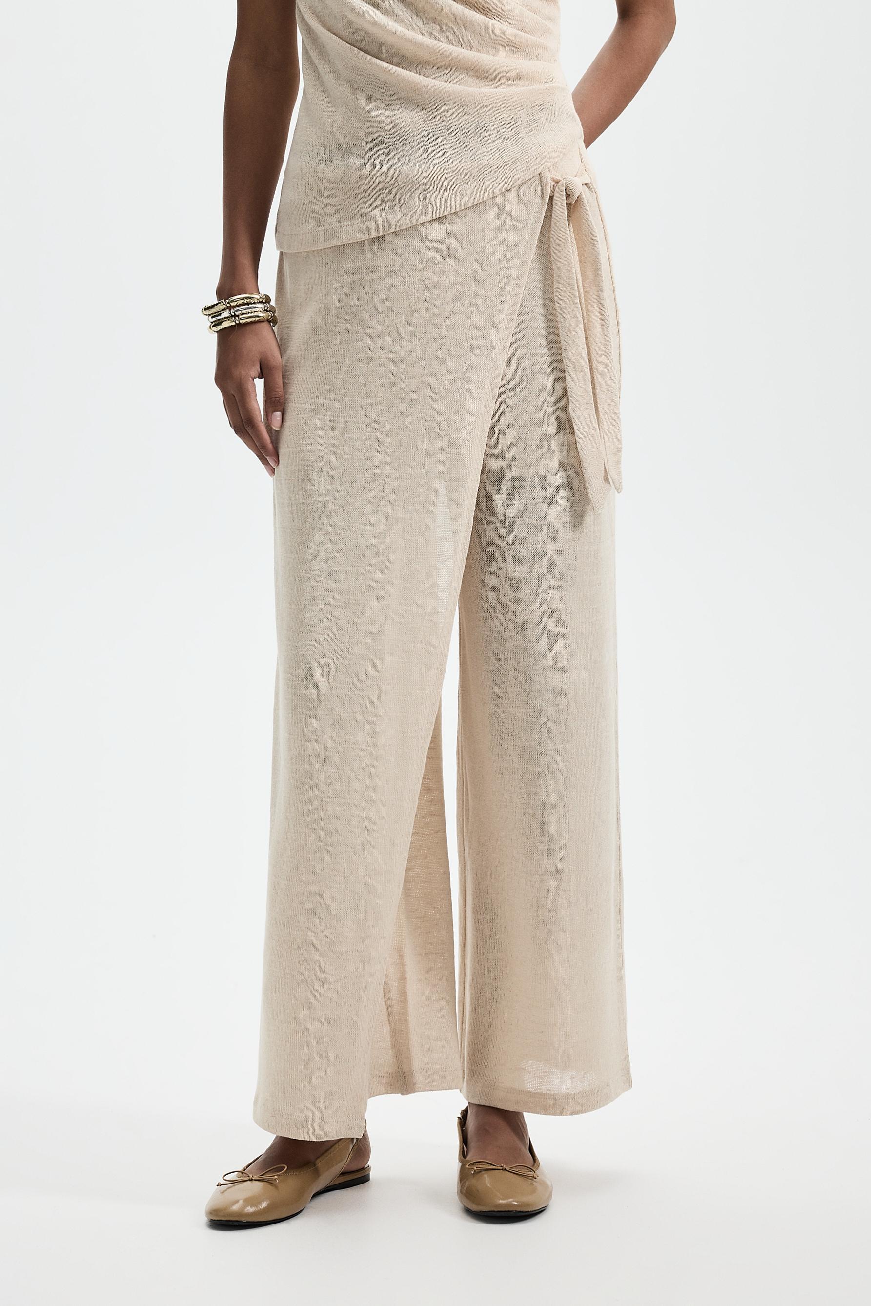 Wide-leg sarong trousers — ECRU