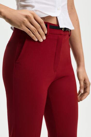 Skinny trousers with belt — DARK PINK 4