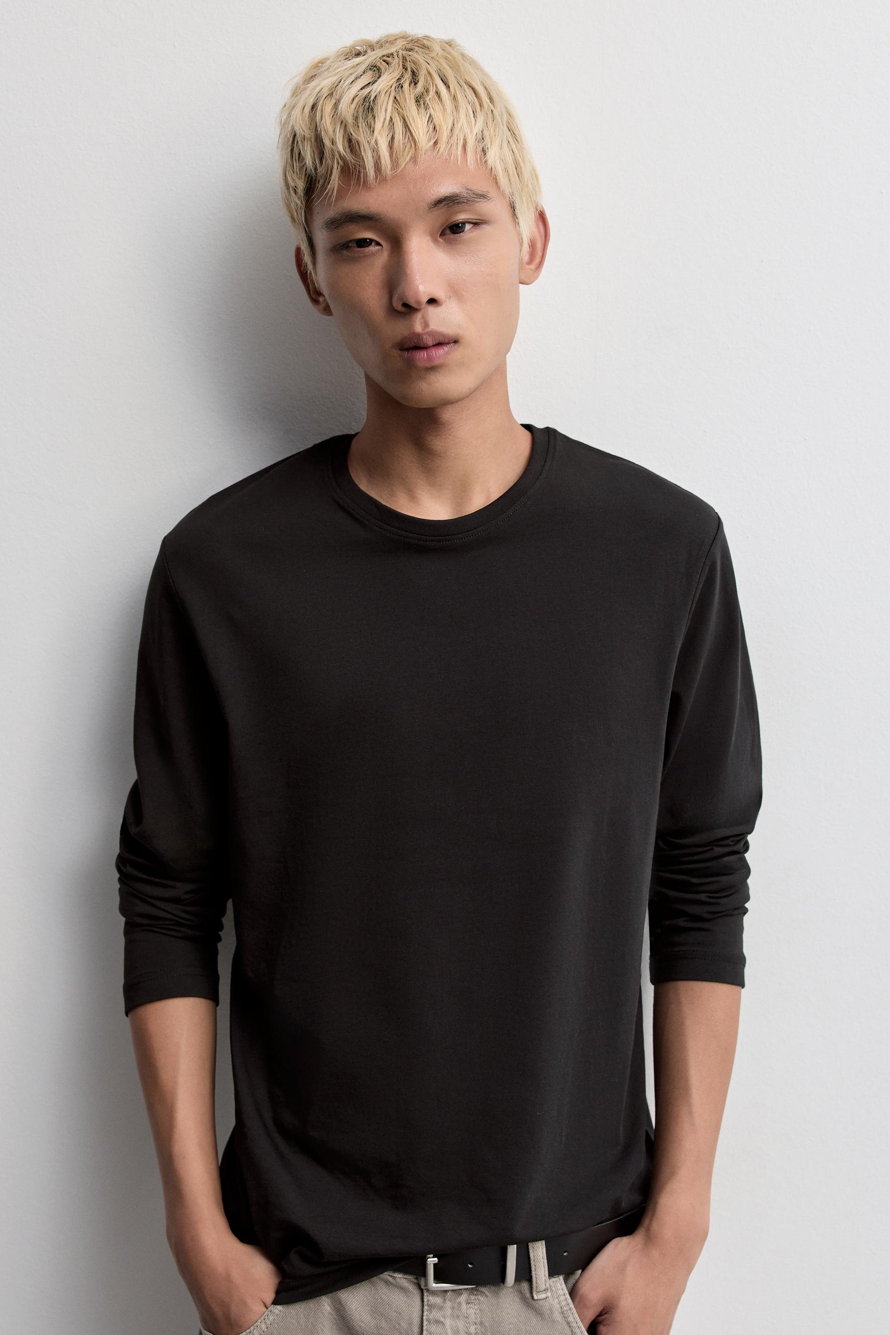 Basic long sleeve T-shirt — BLACK