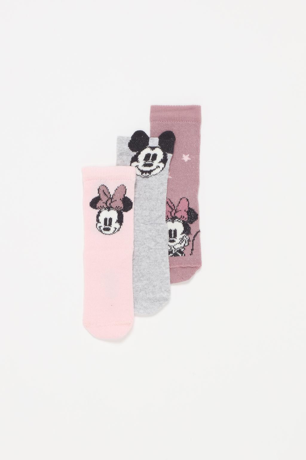 Pack 3 pares de calcetíns longos Minnie e Mickey Mouse ©Disney