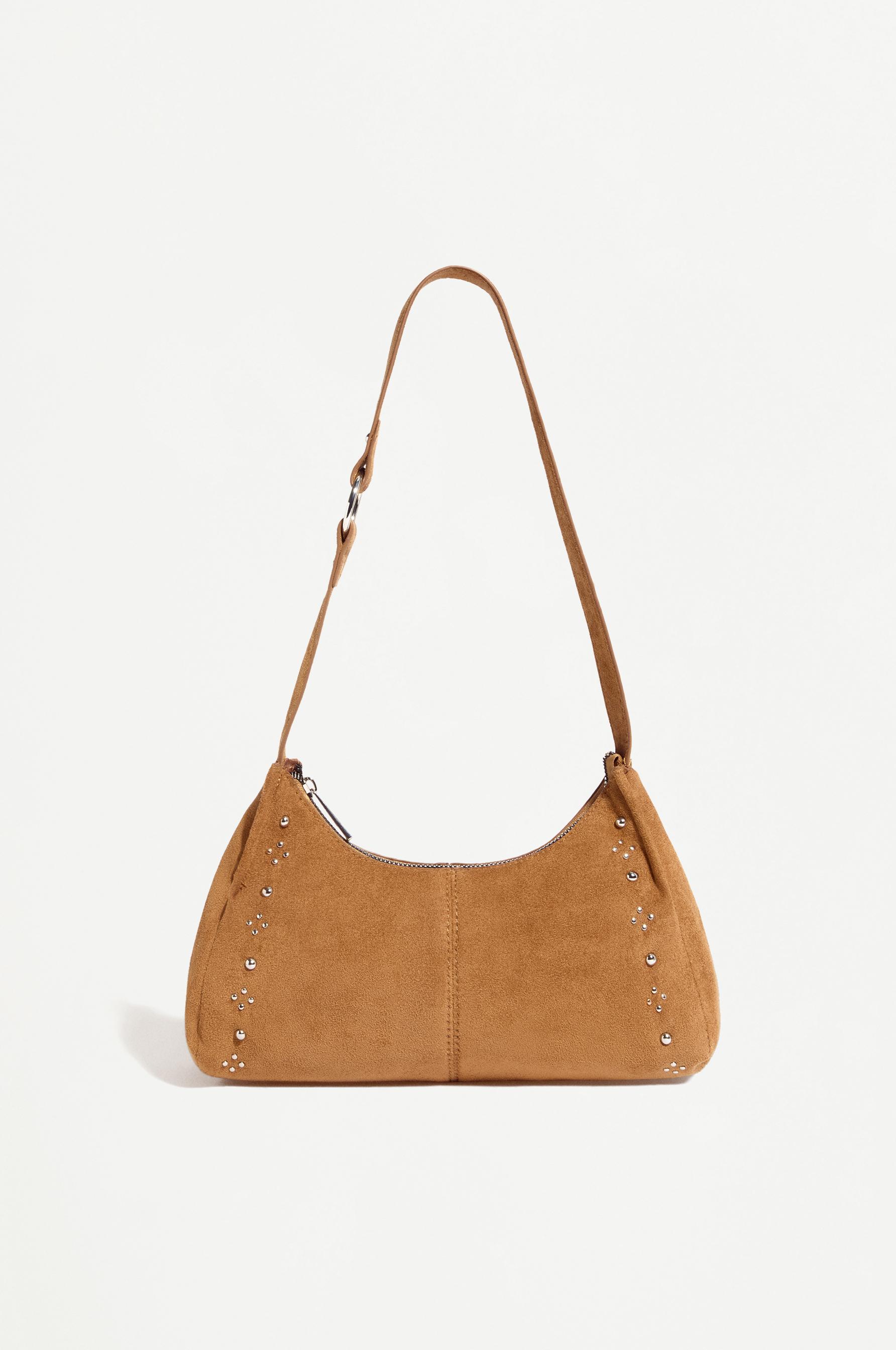 Studded shoulder bag — CAMEL