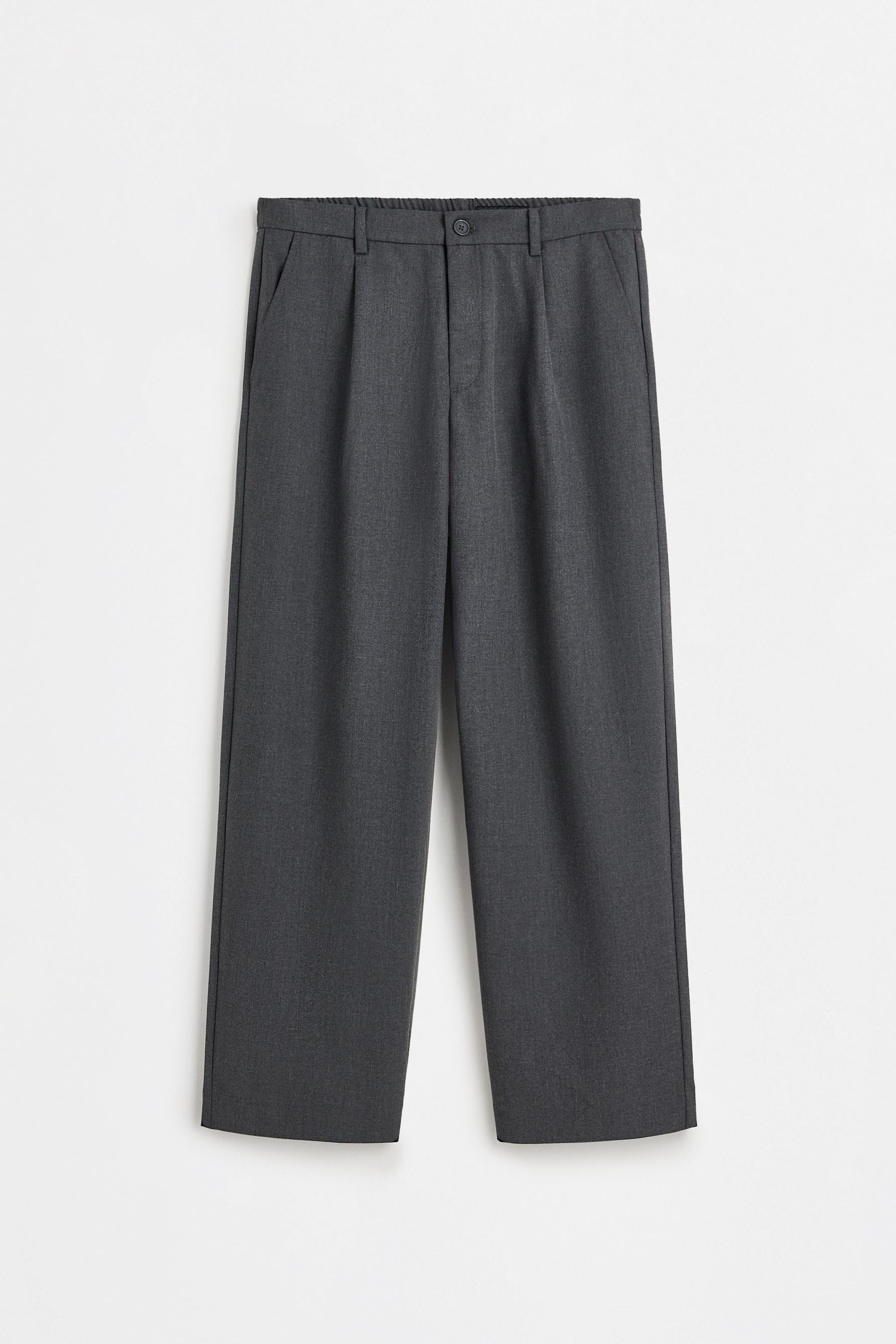 Baggy trousers with darts — DARK GREY MARL