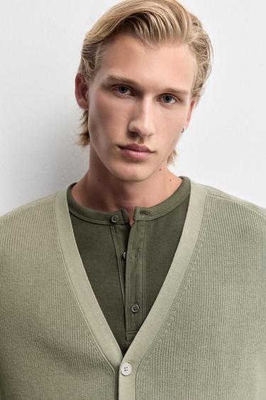 Textured cardigan — PALE GREEN 5