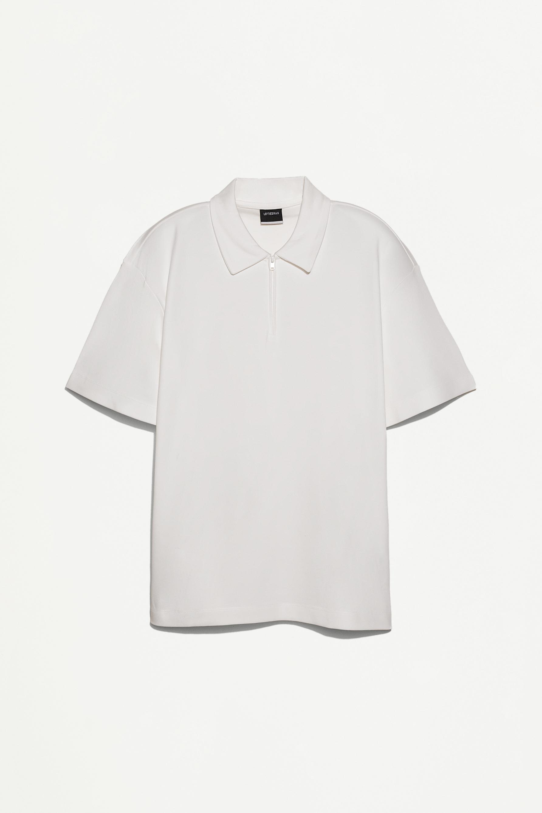 Interlock zip-up polo shirt — OFF WHITE