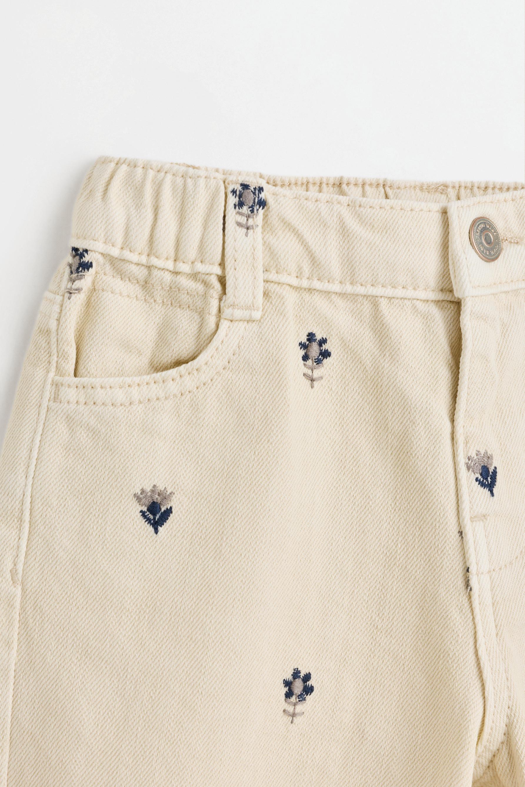 Embroidered balloon jeans — PALE ECRU