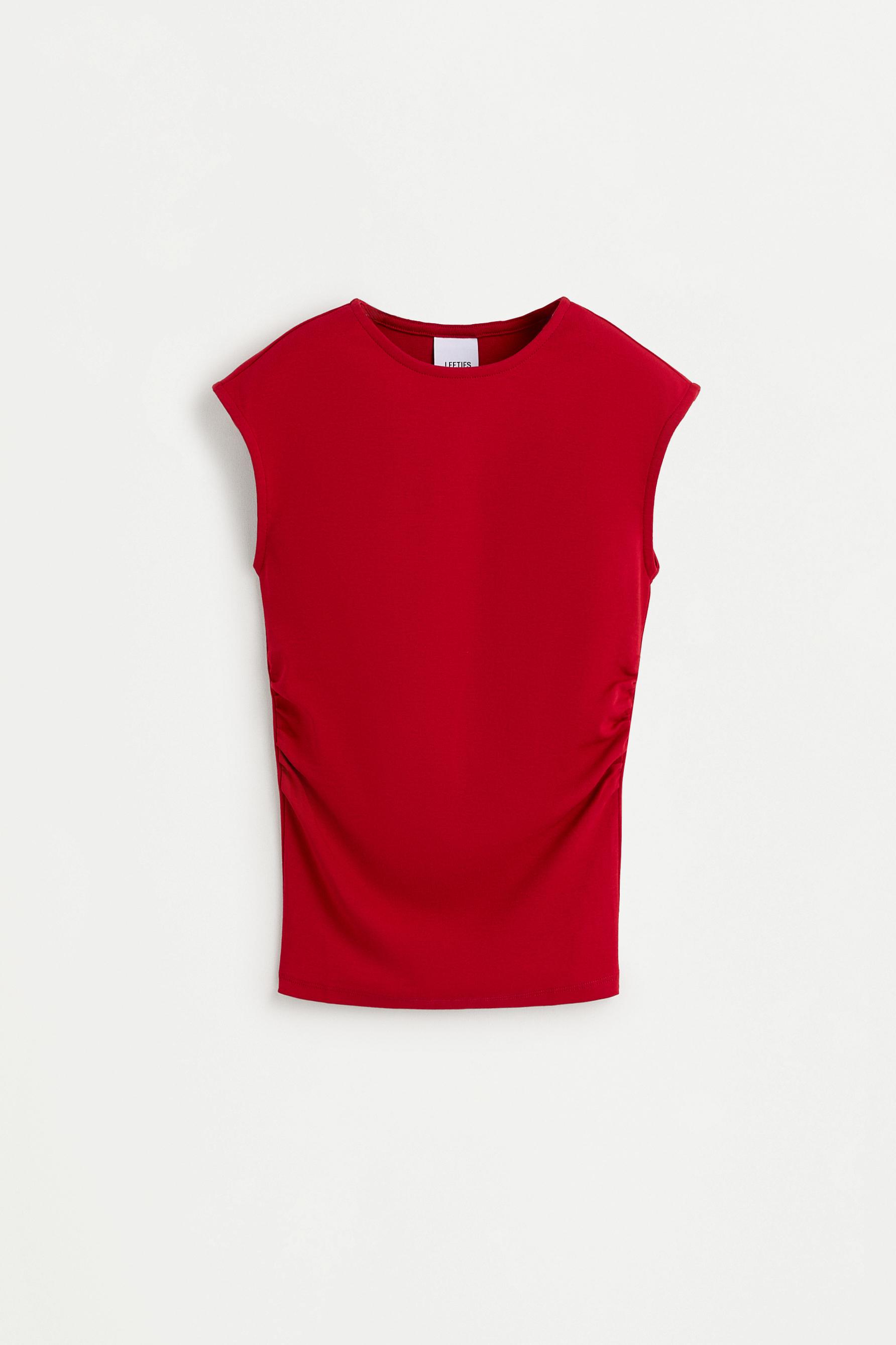 Gathered T-shirt — RED