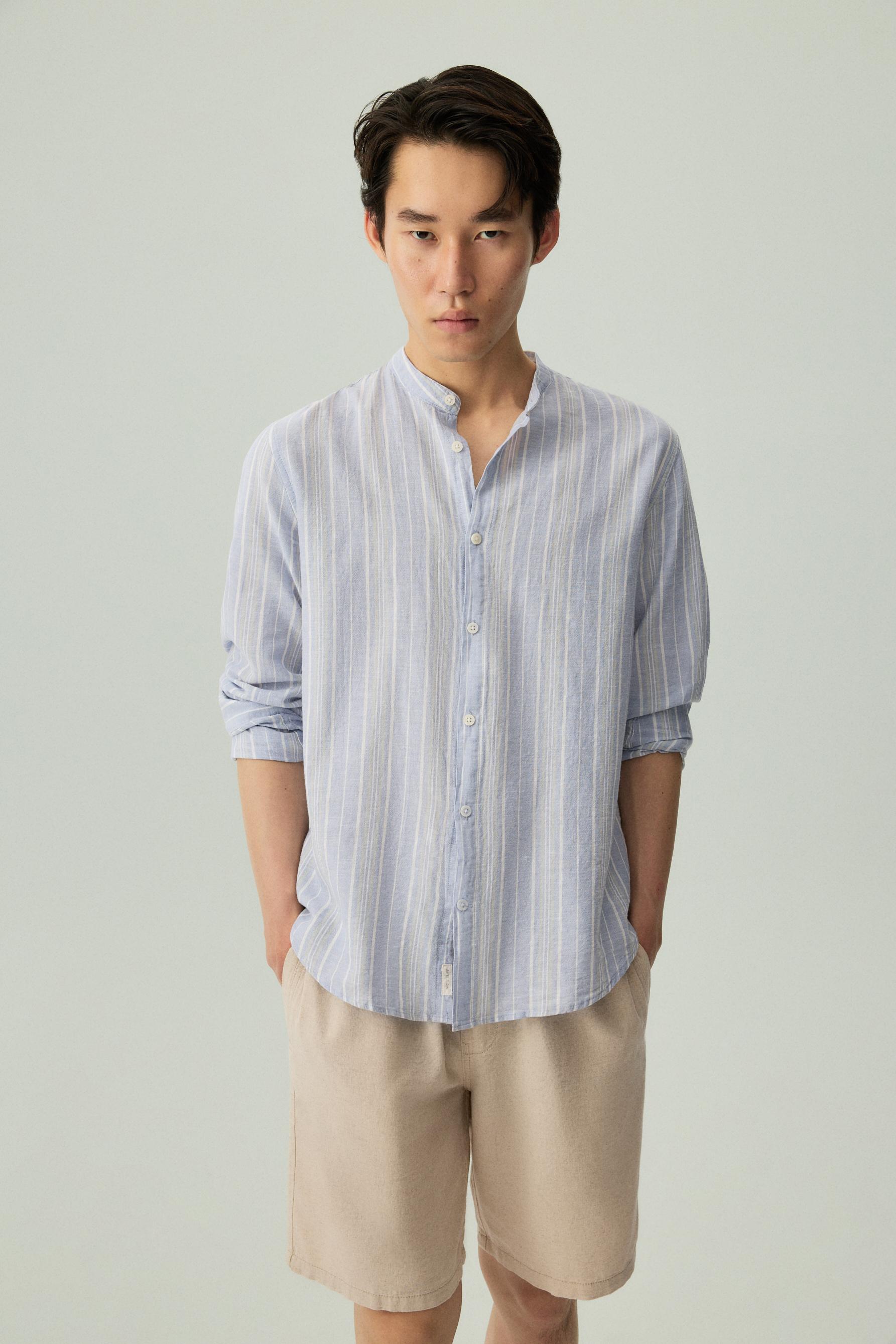 Camisa cuello mao lino - algodón