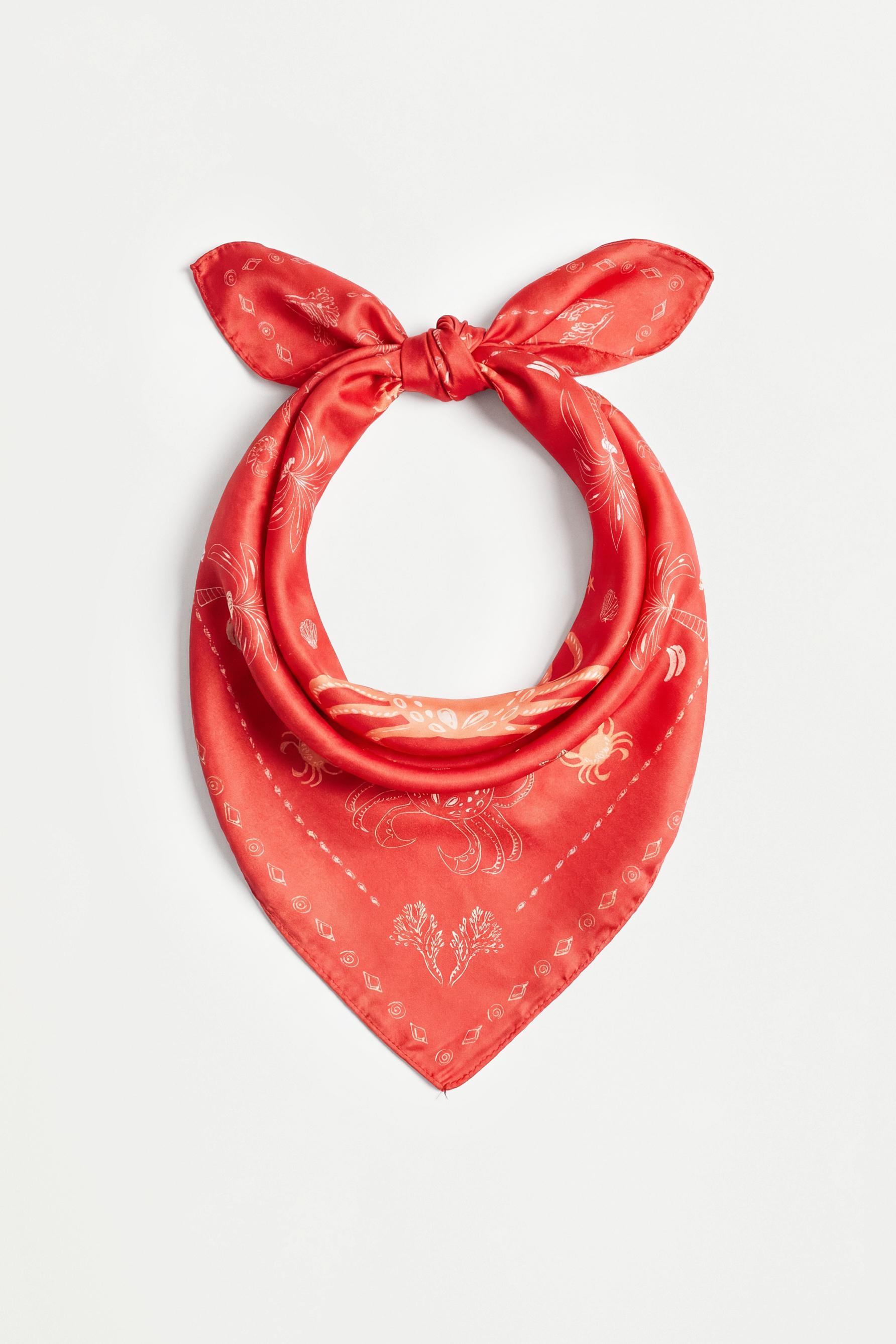Crab sateen scarf — RED