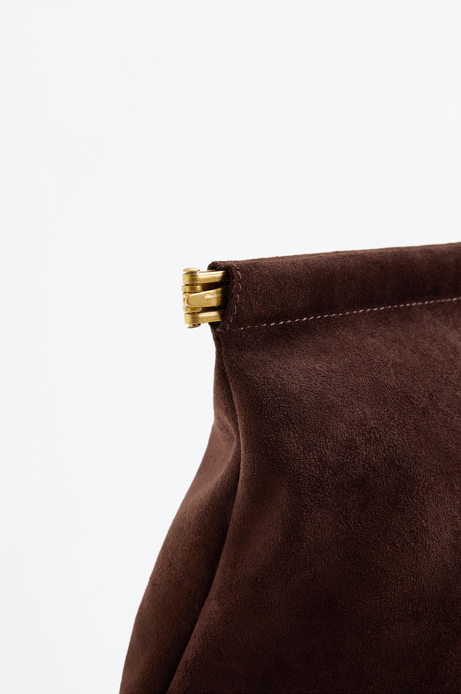 Faux suede pouch bag — BROWN