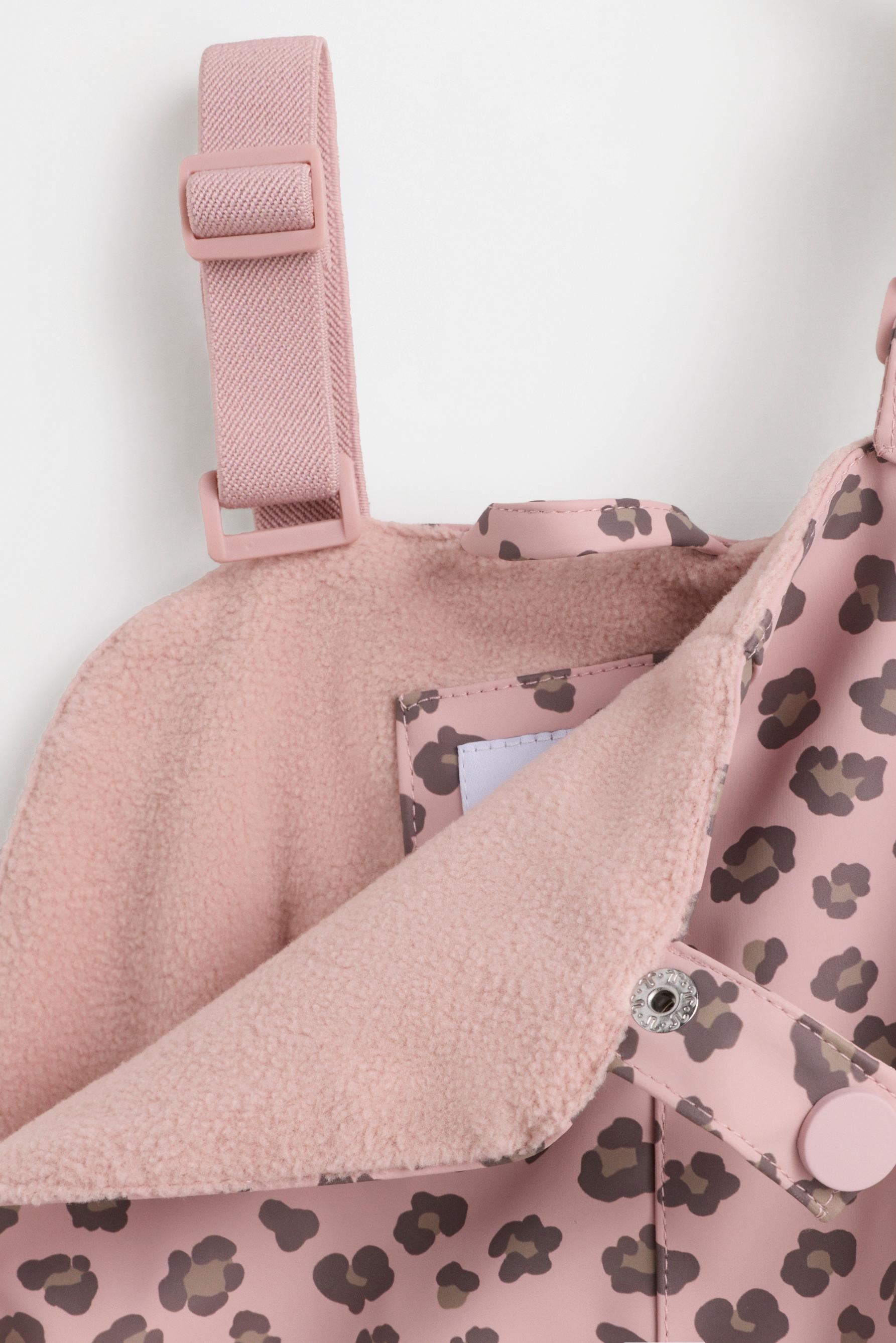 Rubberised fleece-lined dungarees — DUSTY ROSE