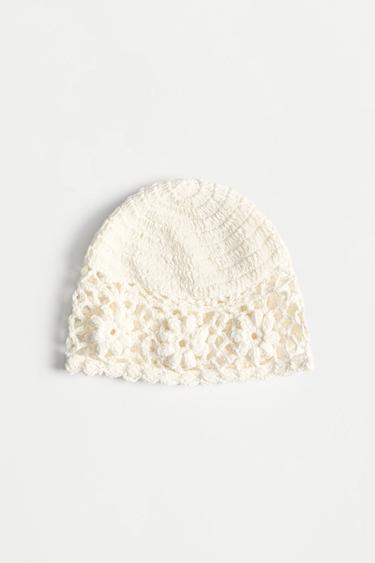 Crochet-effect beanie — ECRU 2