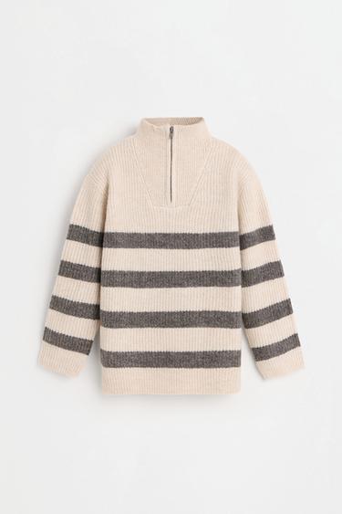 Striped zipper sweater — MINK 2
