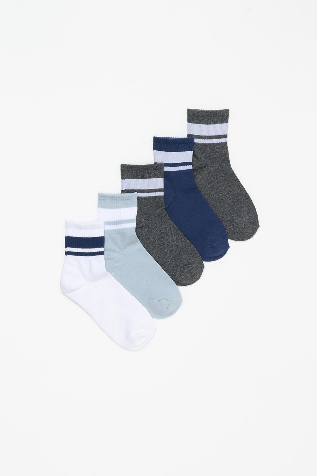 Pack of 5 pairs of ribbed striped long socks