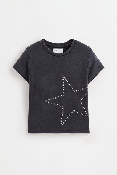 Studded Number T-shirt — PALE CHARCOAL 1
