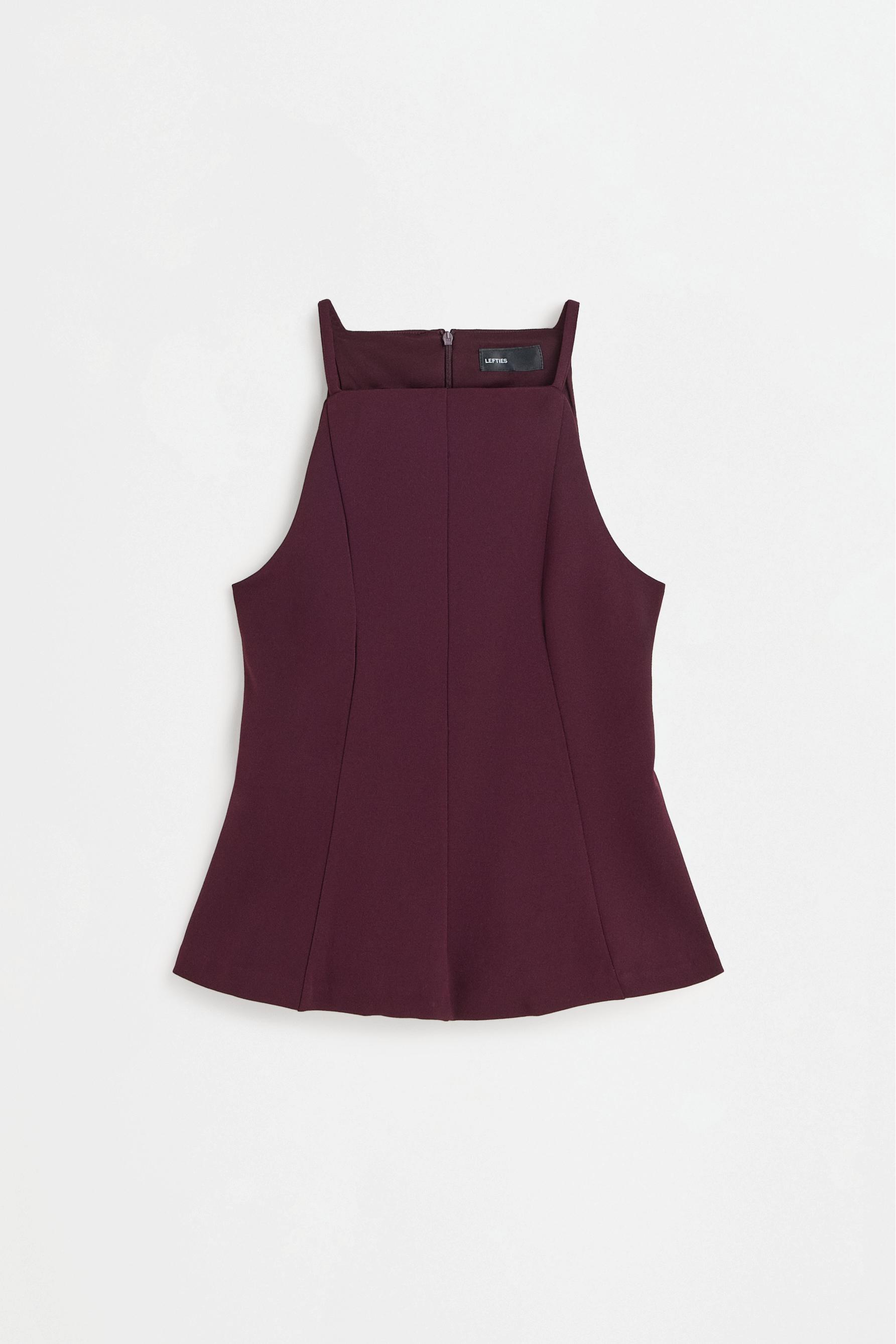 Peplum halter top — DARK AUBERGINE