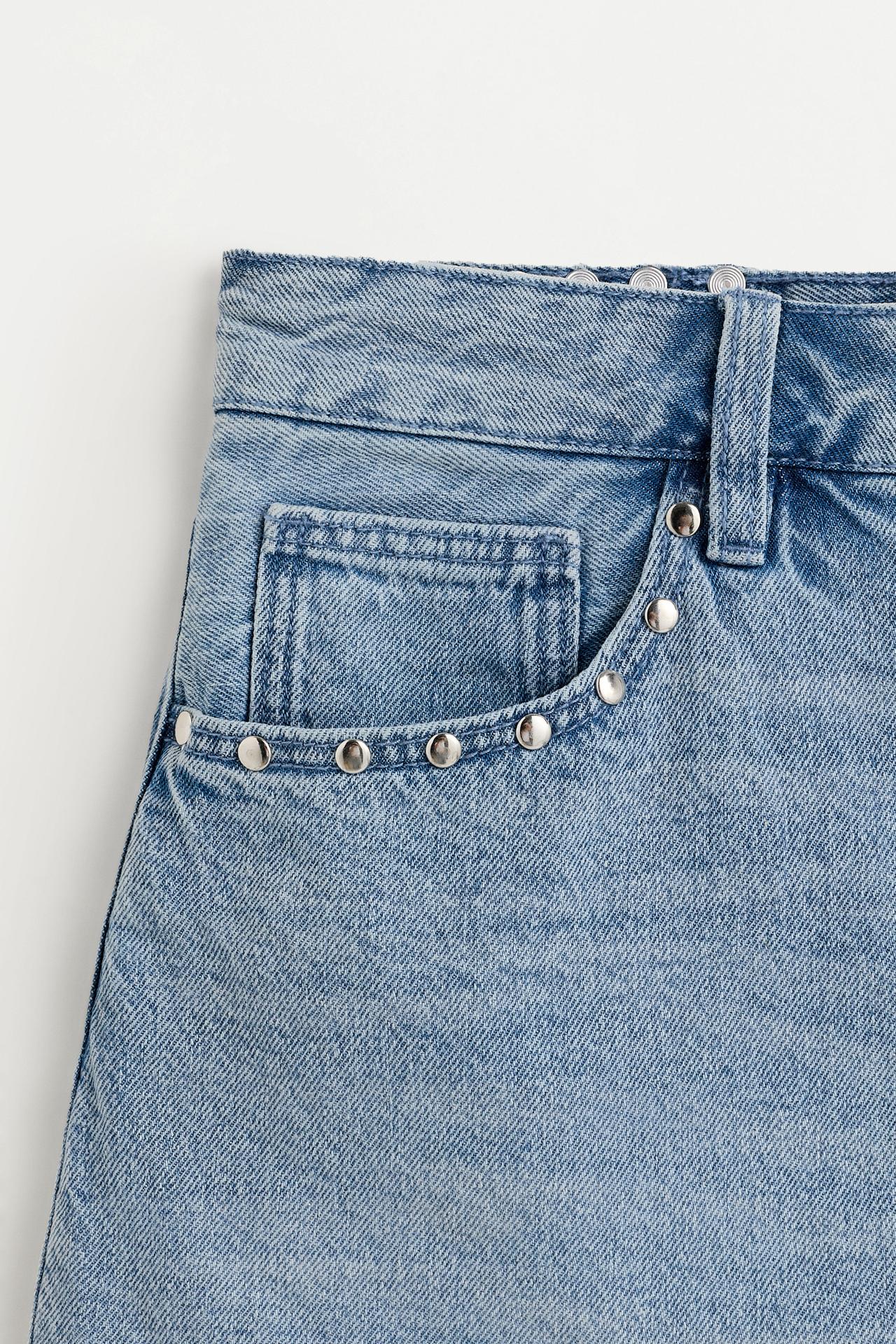 Studded denim skirt — INDIGO