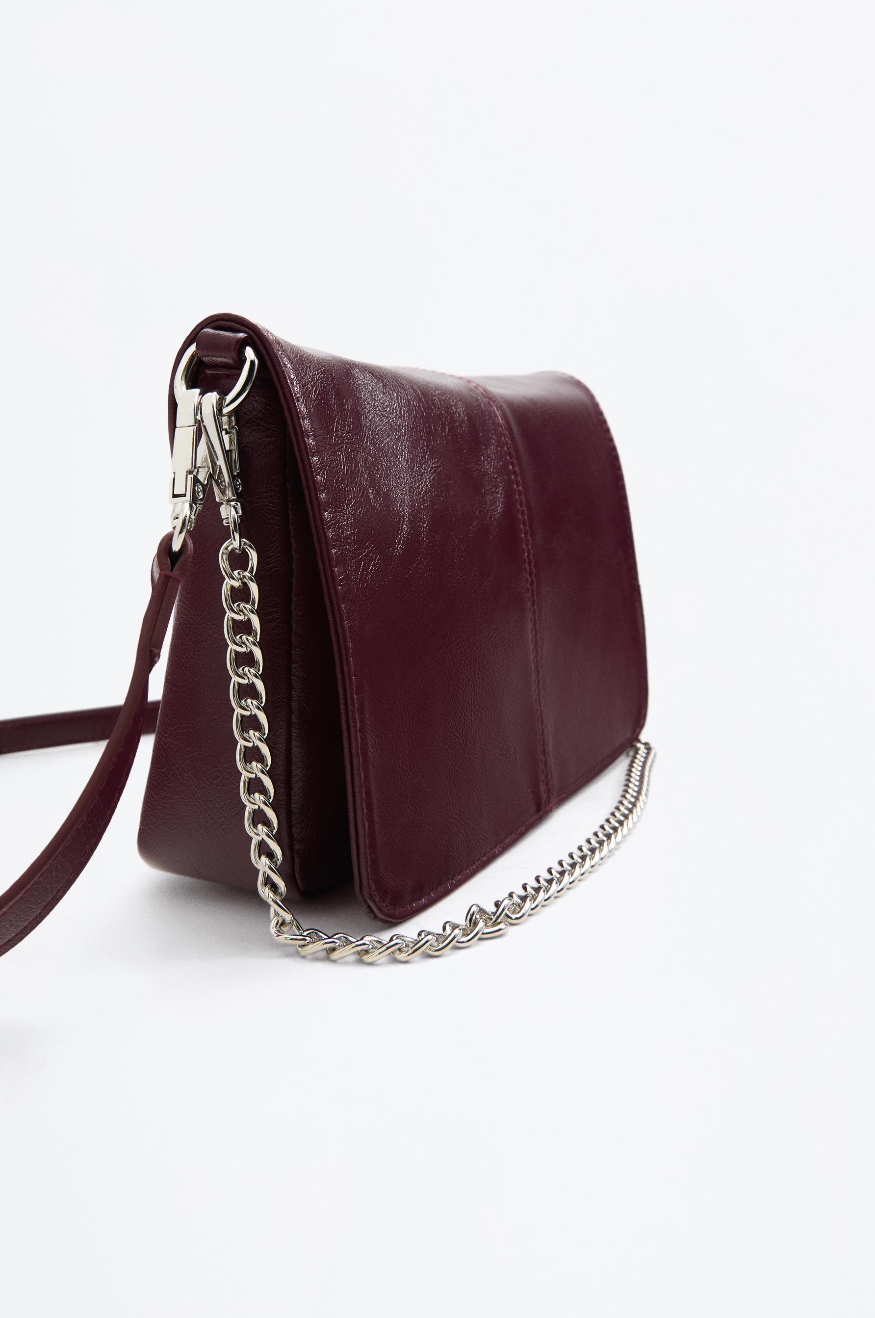Chain detail shoulder bag — BURGUNDY