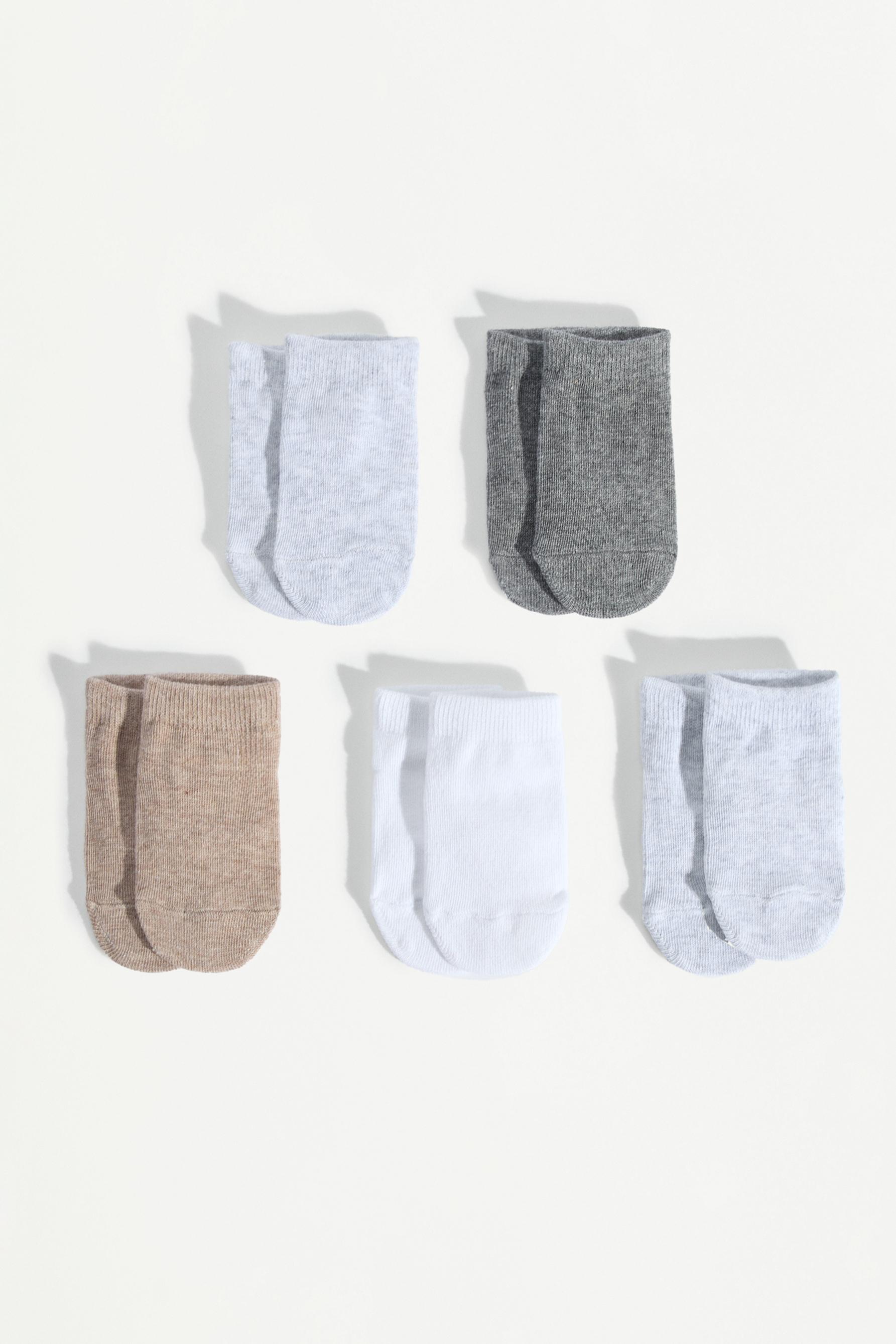 Non-slip short socks (5-pack) — GREY TONES