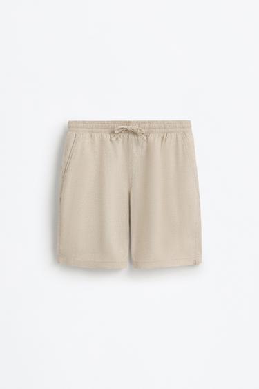 Linen-cotton jogger Bermuda shorts — OFF WHITE 6