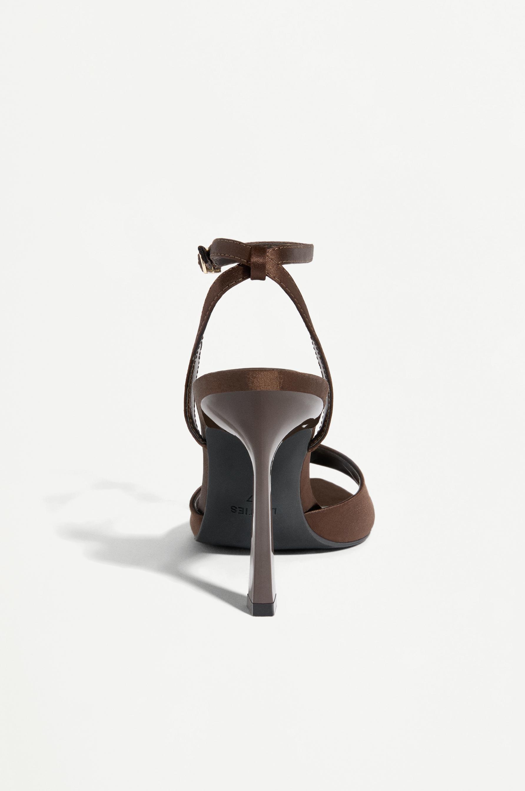 Ankle strap stiletto sandal — BROWN