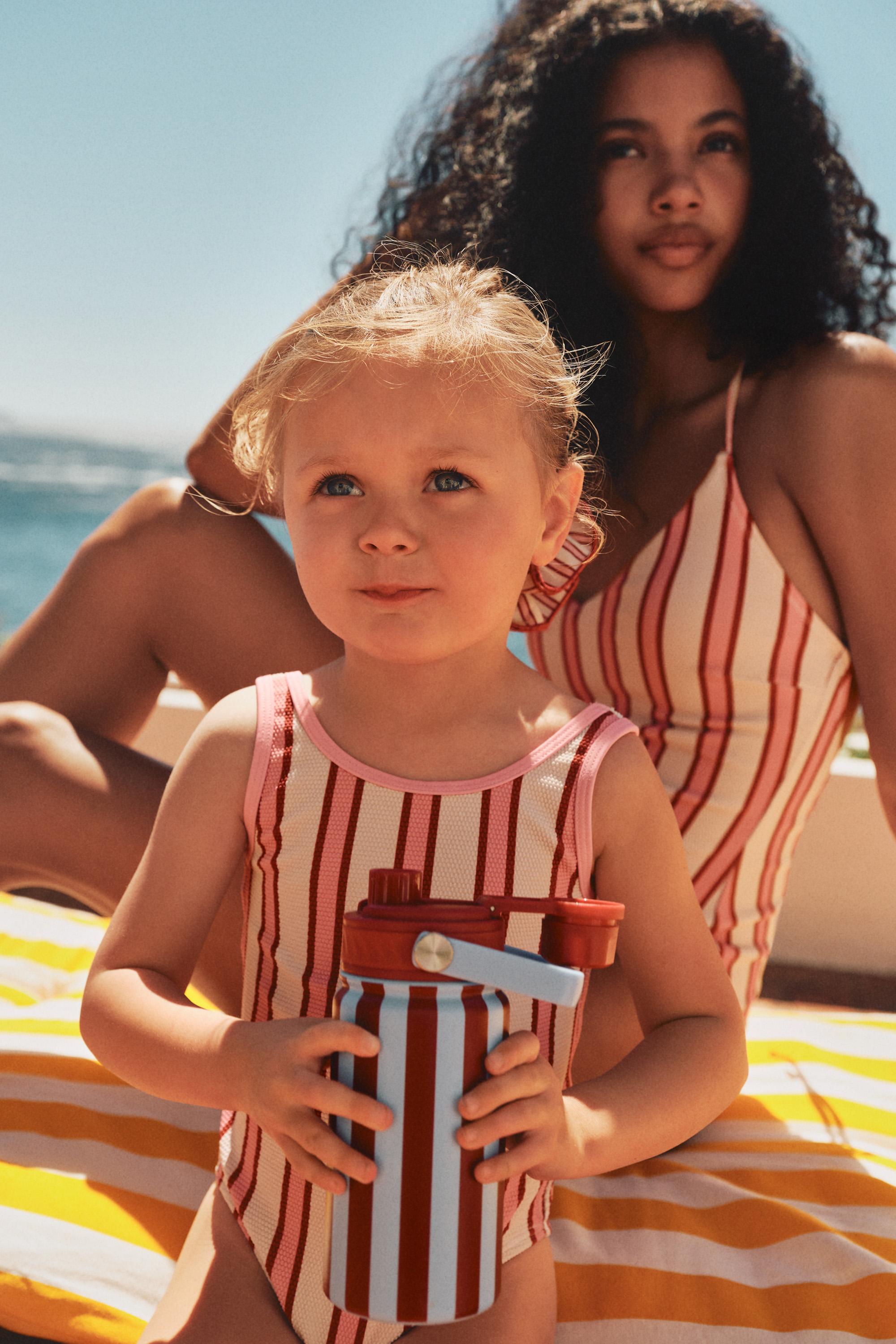 Women's | Pink Stripe Swimsuit — PINKISH WHITE