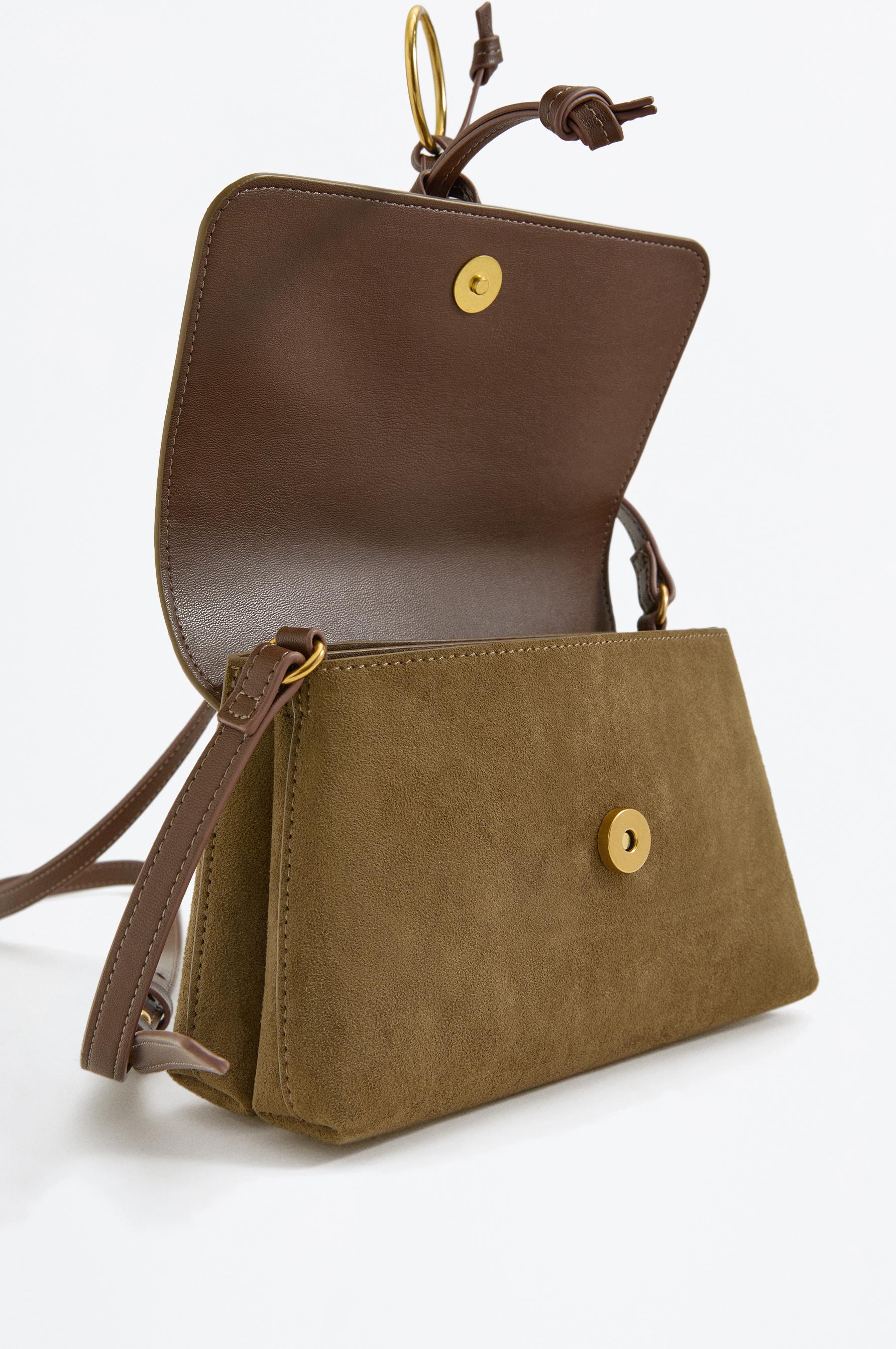 Geantă crossbody cu detaliu cu efect de piele întoarsă - Genți
