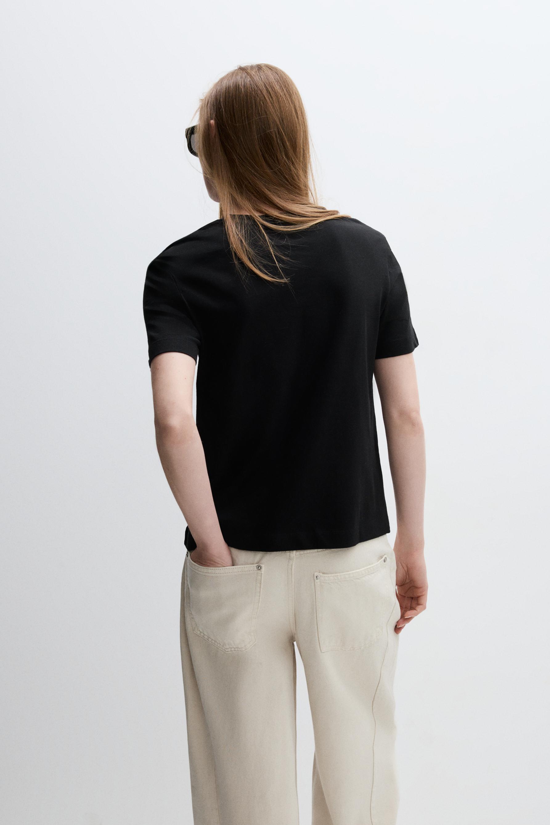 Basic round neck T-shirt — BLACK