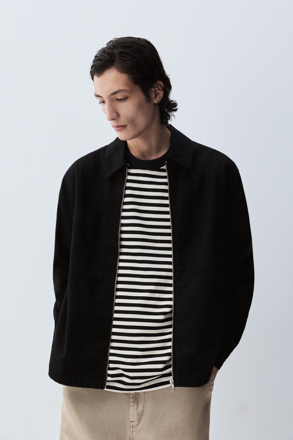 Twill zip overshirt