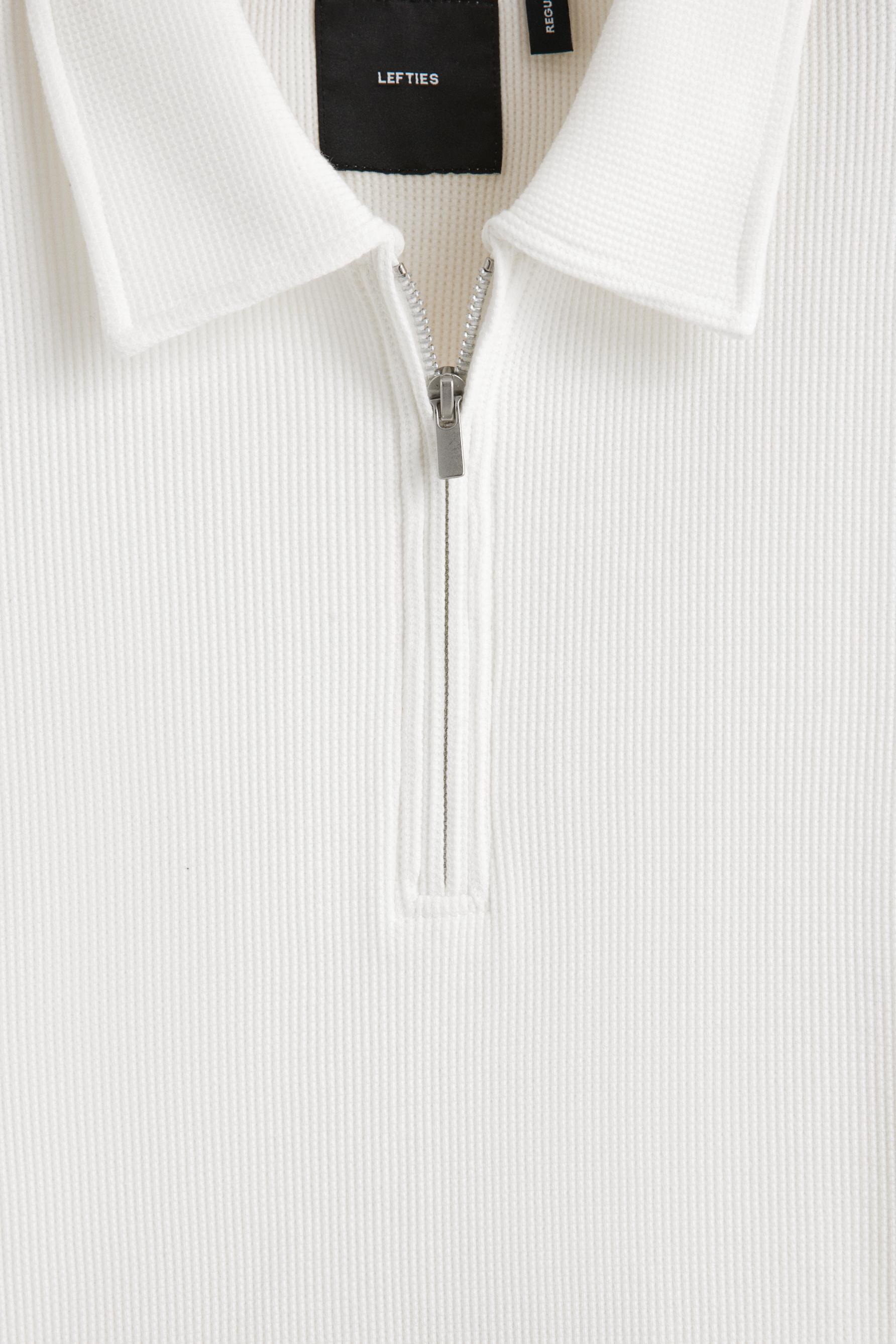 Waffle texture polo shirt — WHITE