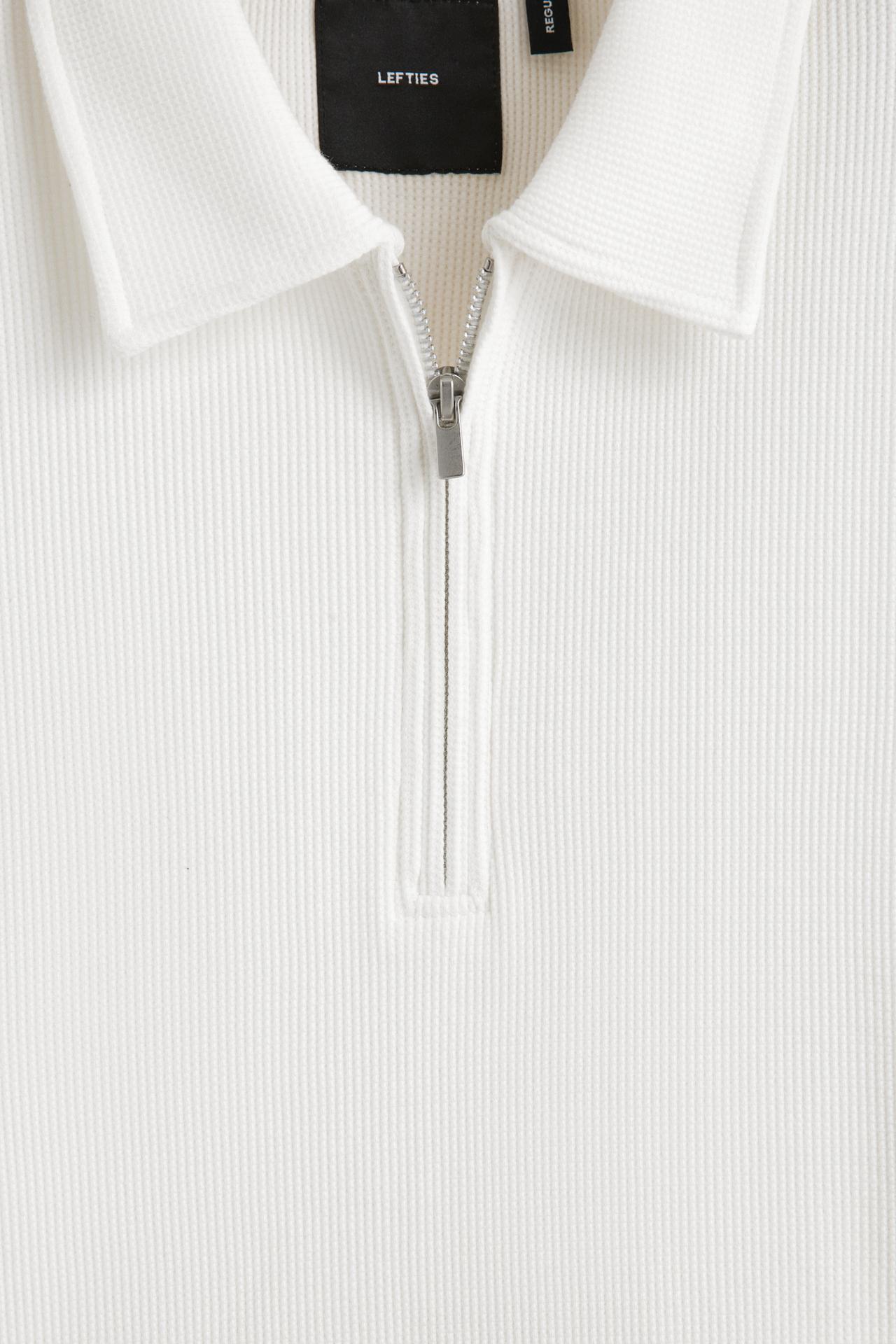 Waffle texture polo shirt — WHITE