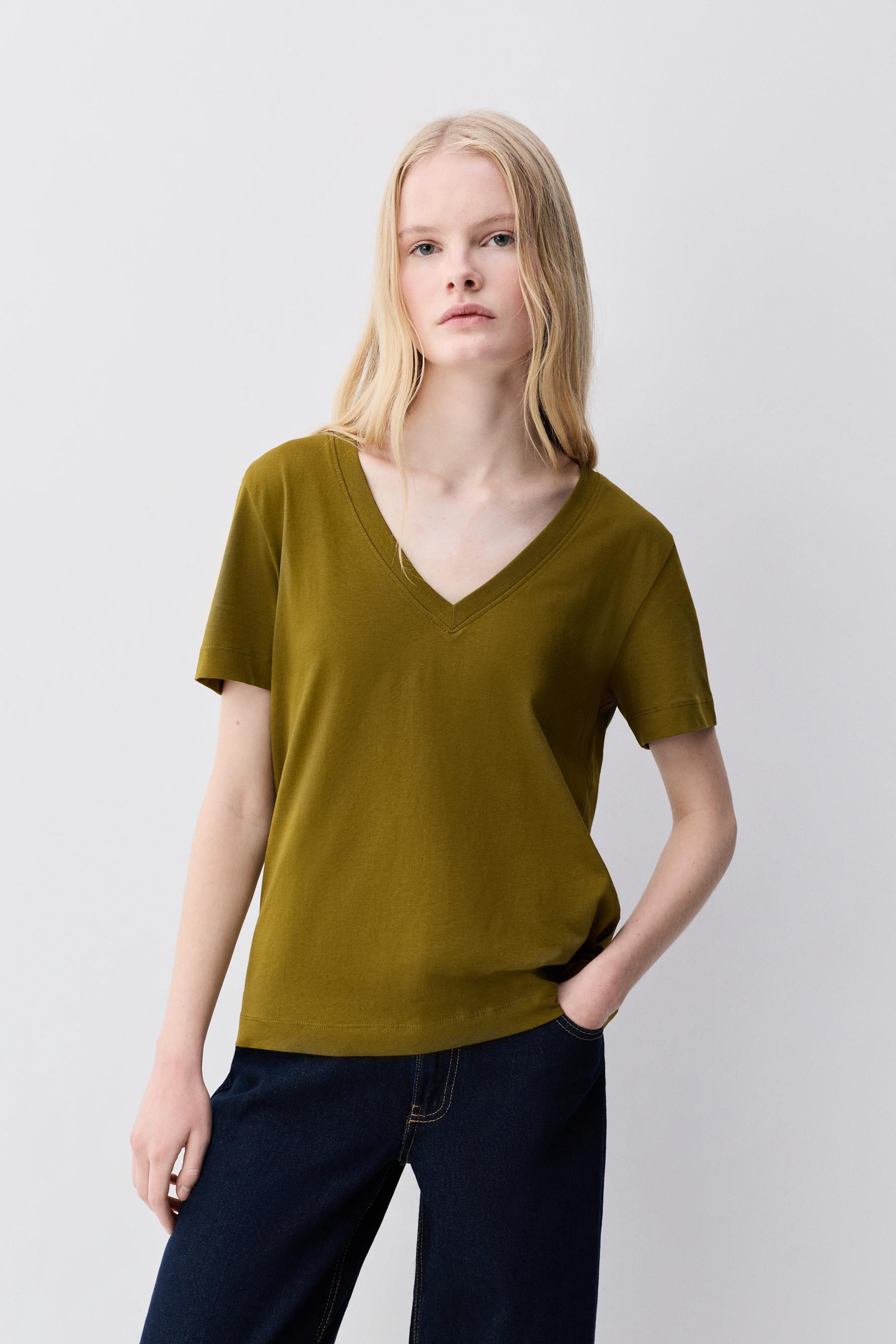 Camiseta básica cuello pico